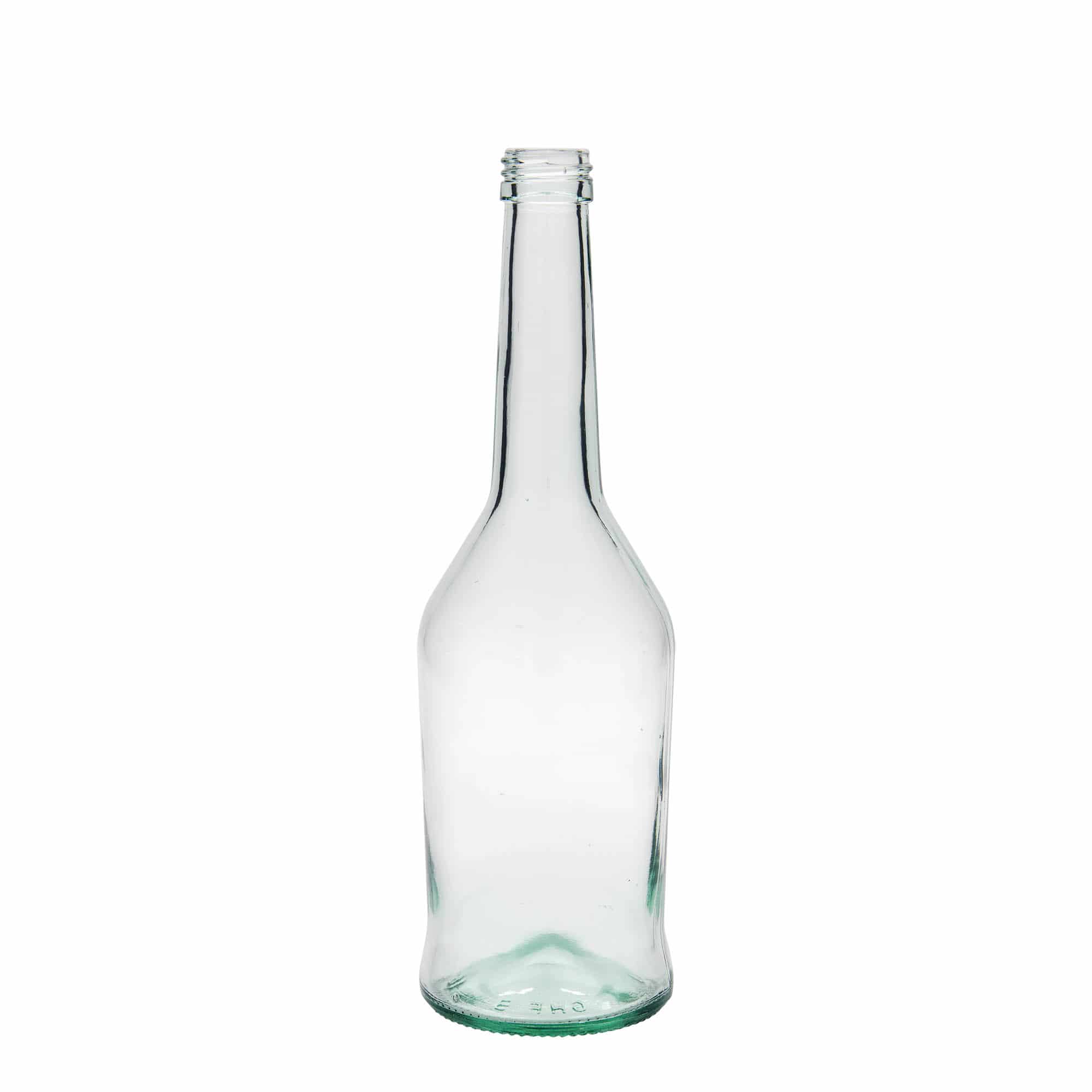Botella de vidrio para alcohol de 500 ml, boca: PP 28