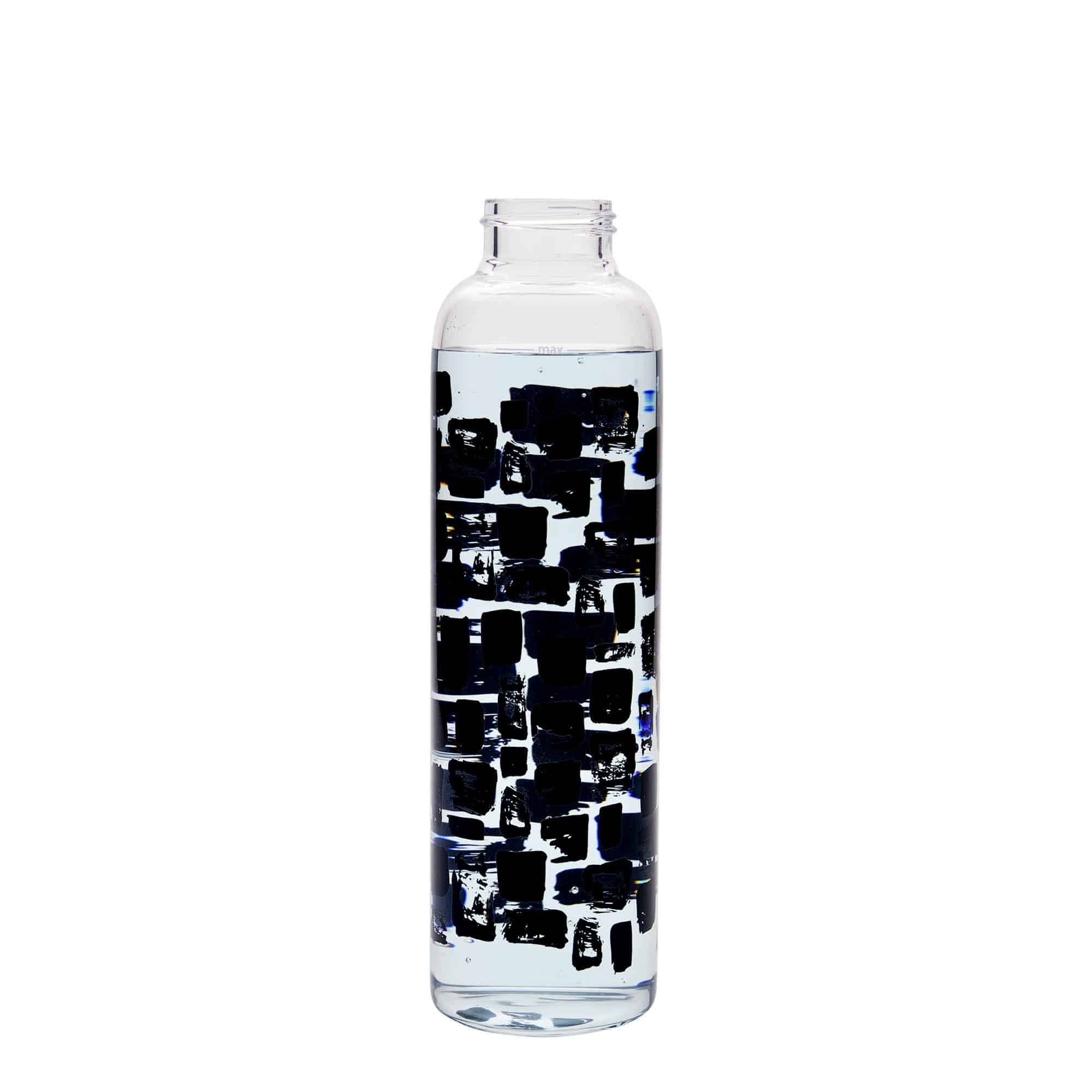 Botella de agua 'Perseus' de 500 ml, motivo: rectángulos negros, boca: tapón de rosca