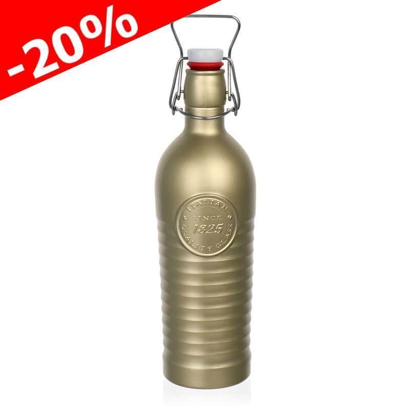 Botella de vidrio 'Officina 1825' de 1200 ml, dorado, boca: tapón mecánico