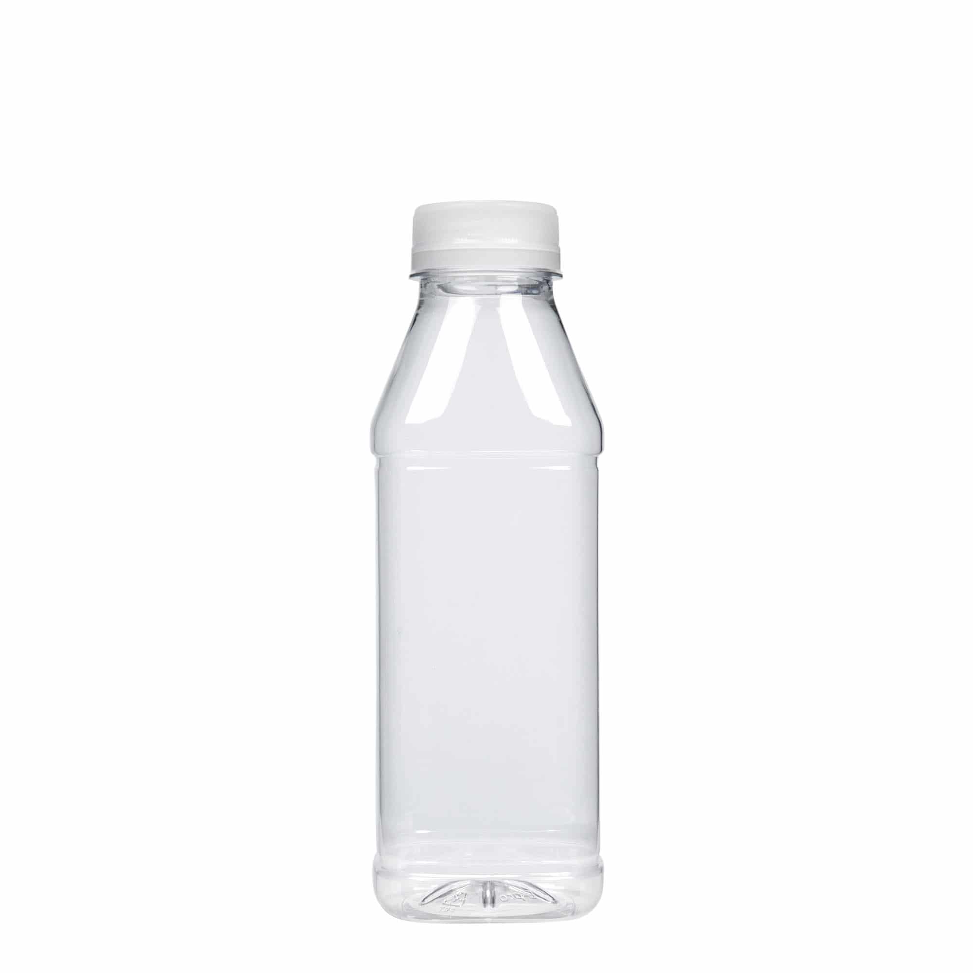 Botella de PET 'Milk and Juice Carré' de 500 ml, cuadrada, plástico, boca: 38 mm