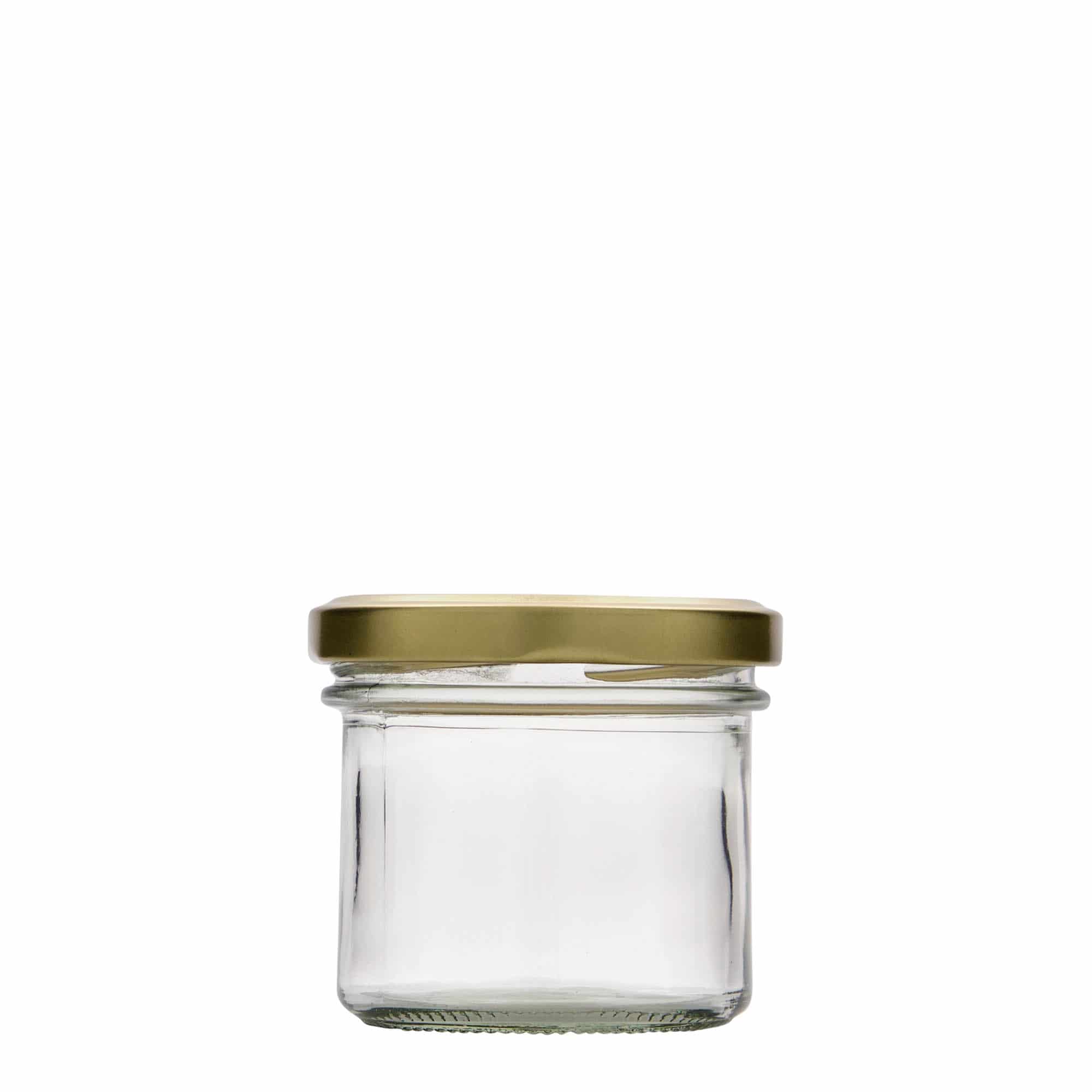Tarro de vidrio cilíndrico de 125 ml, boca: Twist-Off (TO 66)