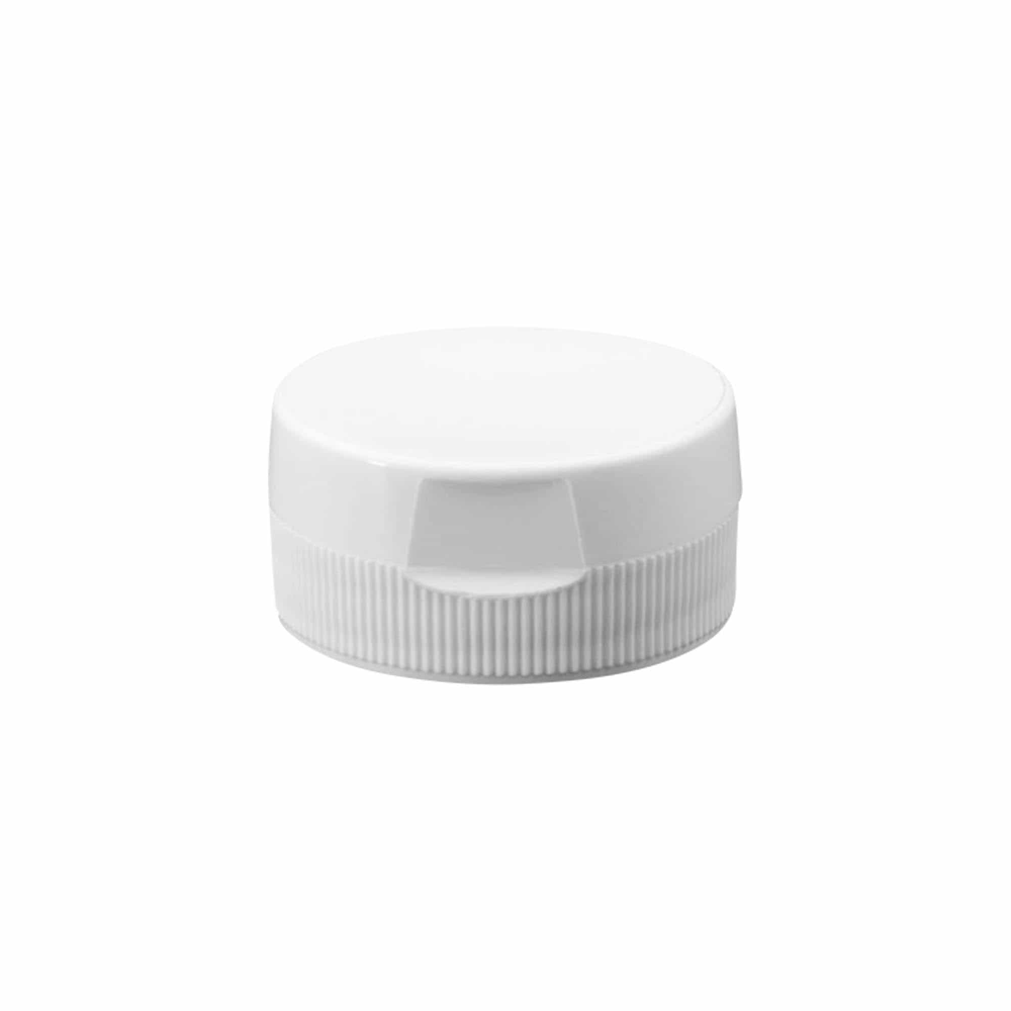 Tapón de rosca con bisagra, plástico de PP, blanco, para boca: GPI 38/400
