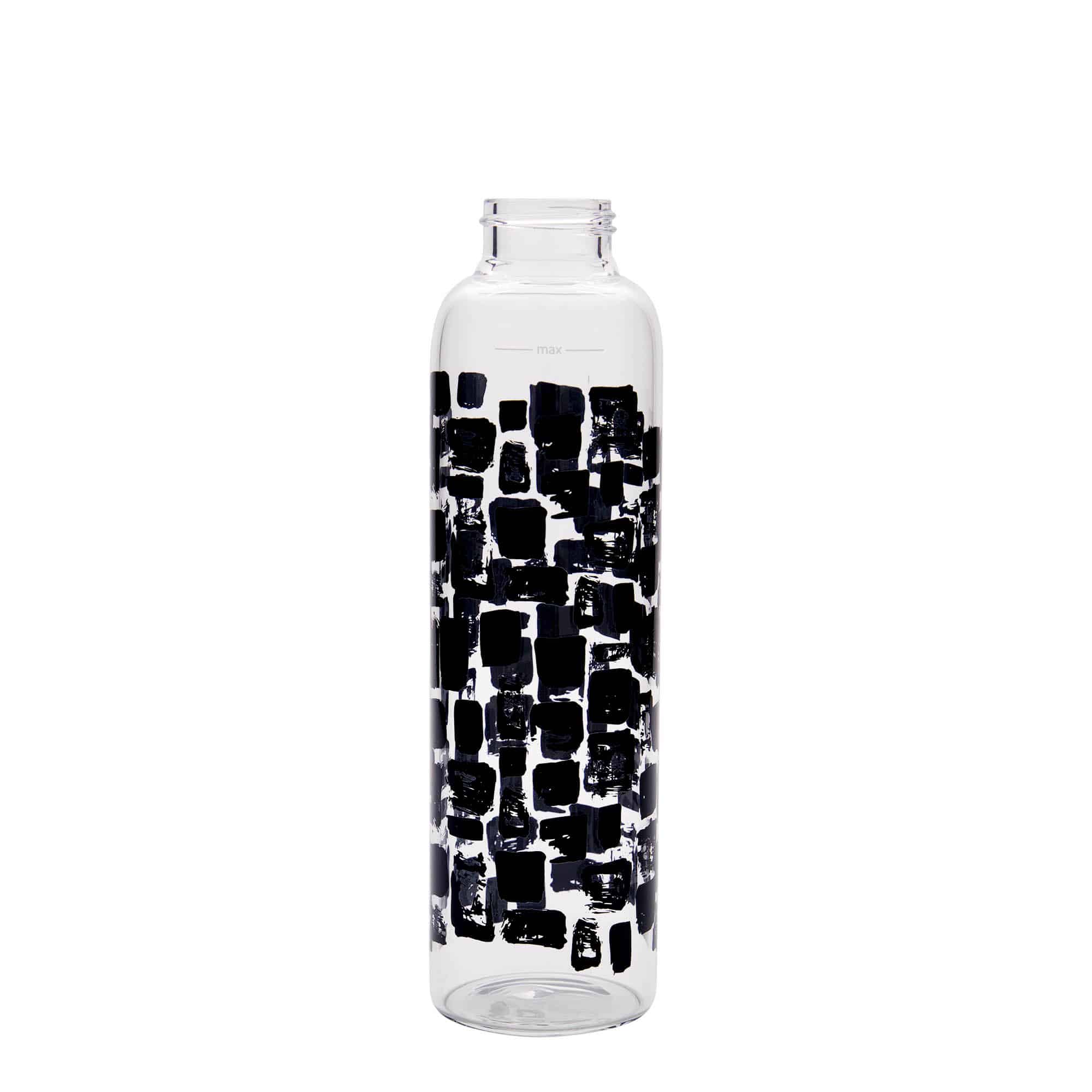 Botella de agua 'Perseus' de 500 ml, motivo: rectángulos negros, boca: tapón de rosca