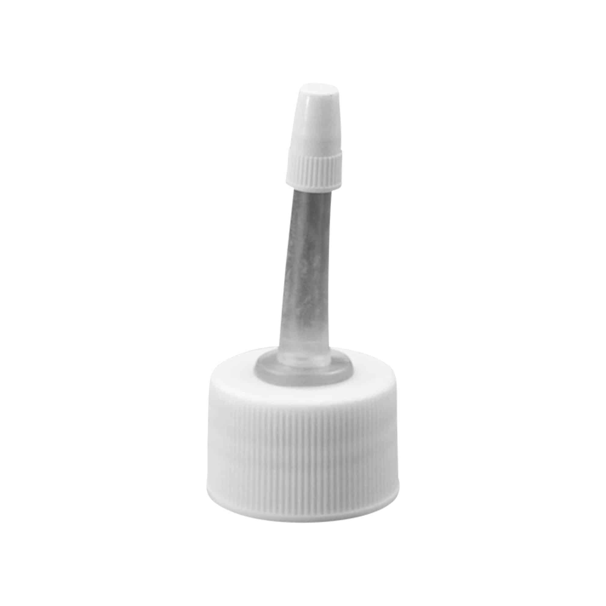 Tapón de rosca con aplicador, plástico de PP, blanco, para boca: GPI 24/410
