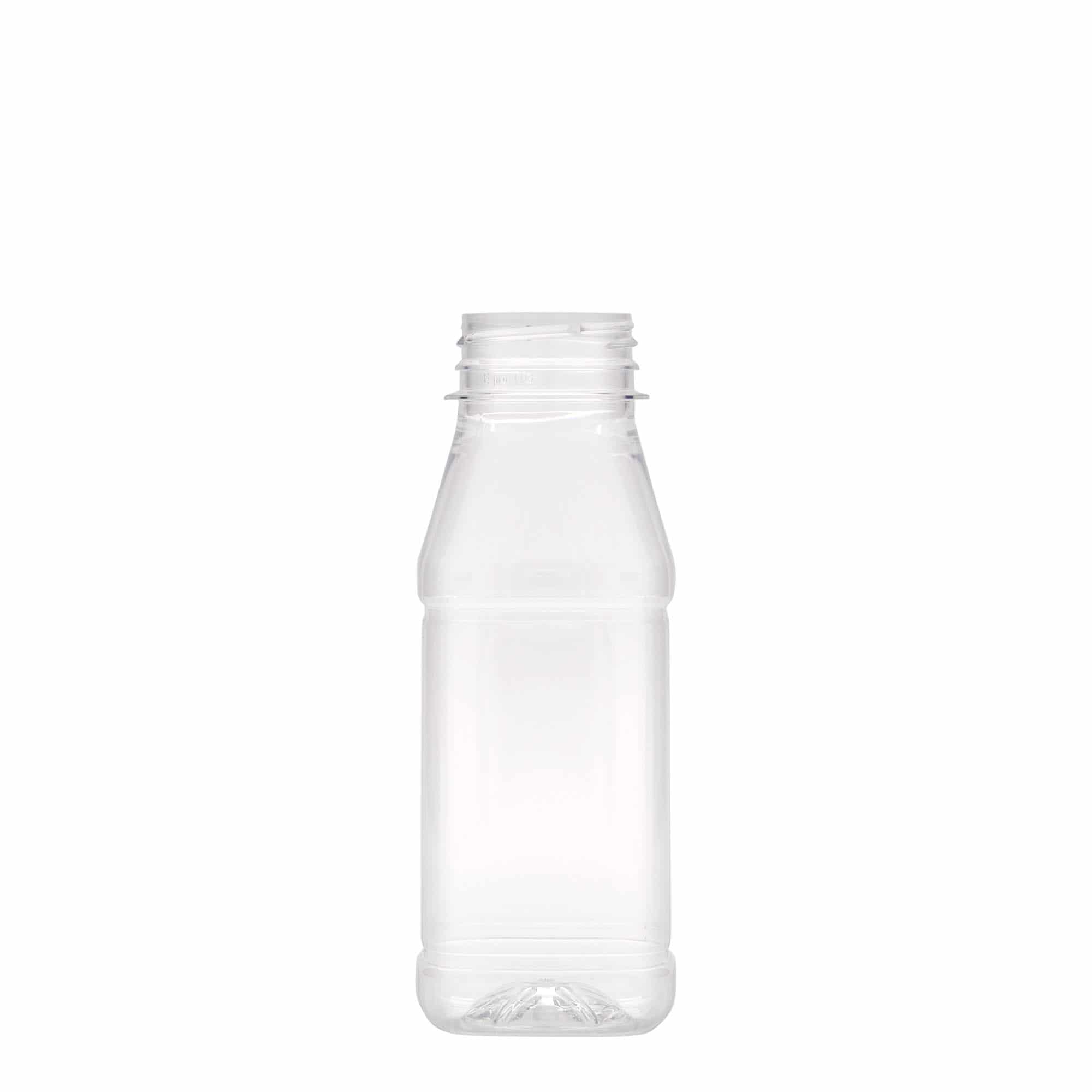 Botella de PET 'Milk and Juice Carré' de 250 ml, cuadrada, plástico, boca: 38 mm