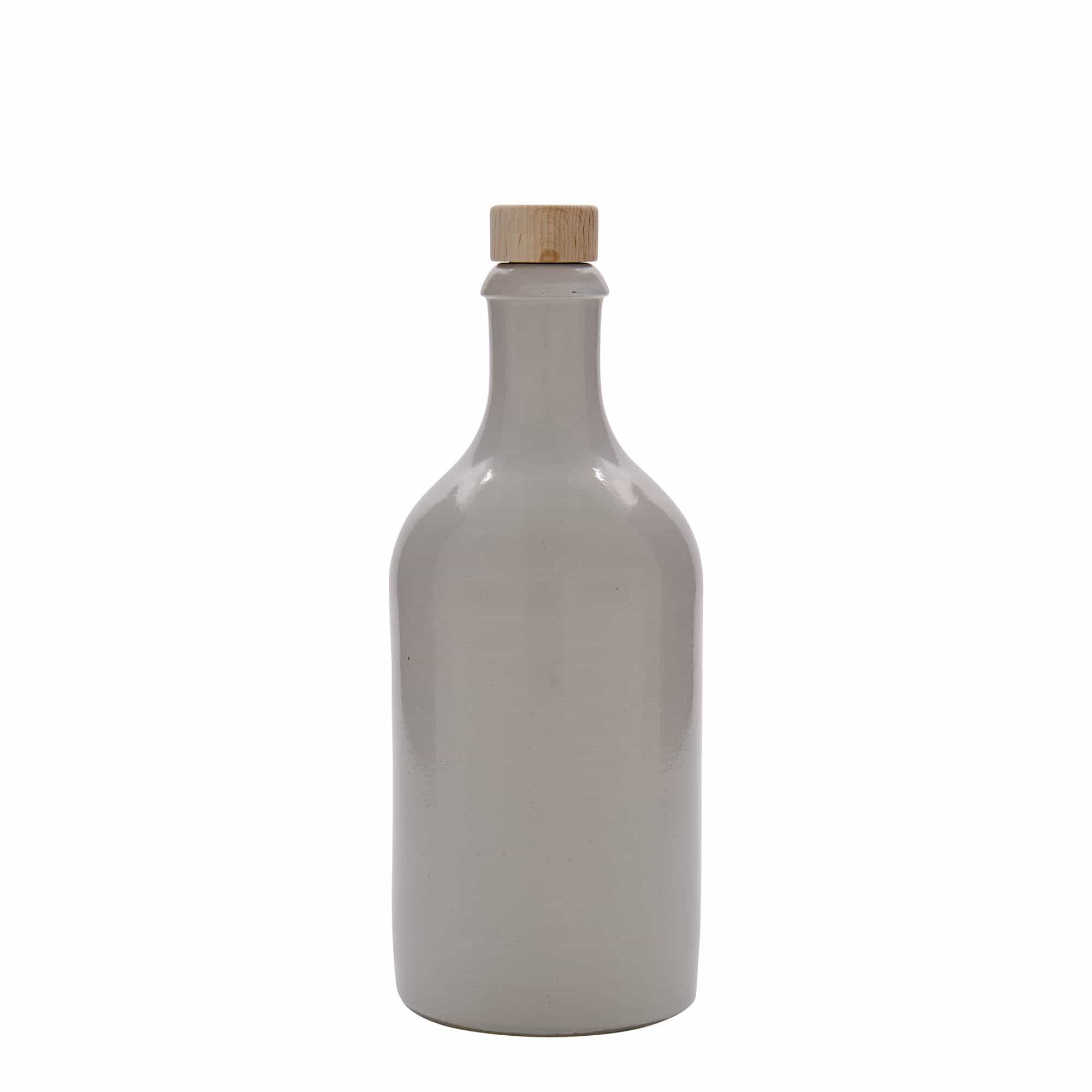 Jarra de barro de 500 ml, gres, blanco, boca: corcho