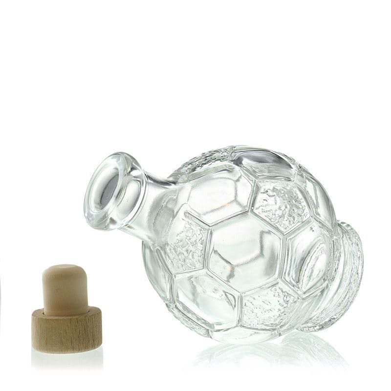 Botella de vidrio 'Fútbol' de 200 ml, boca: corcho