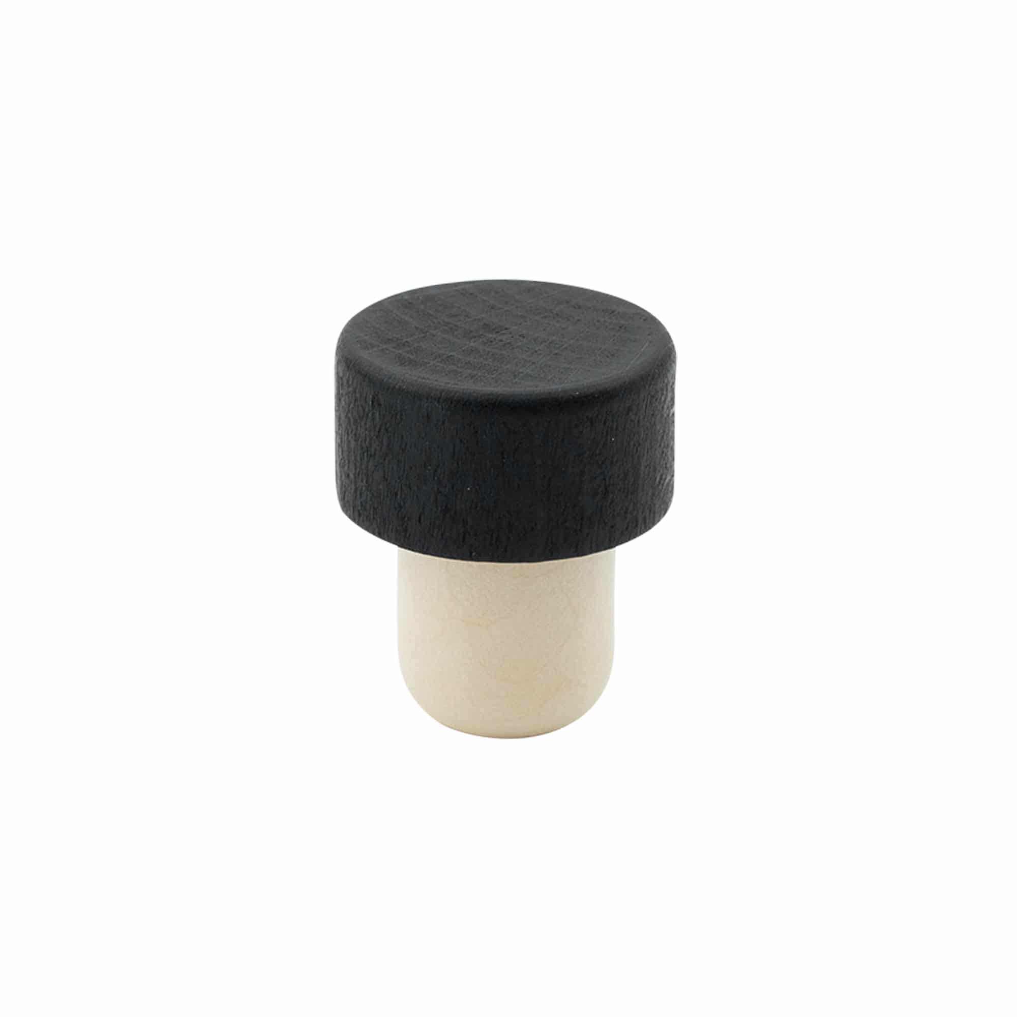 Corcho con cabeza de 19 mm, madera, negro, para boca: corcho