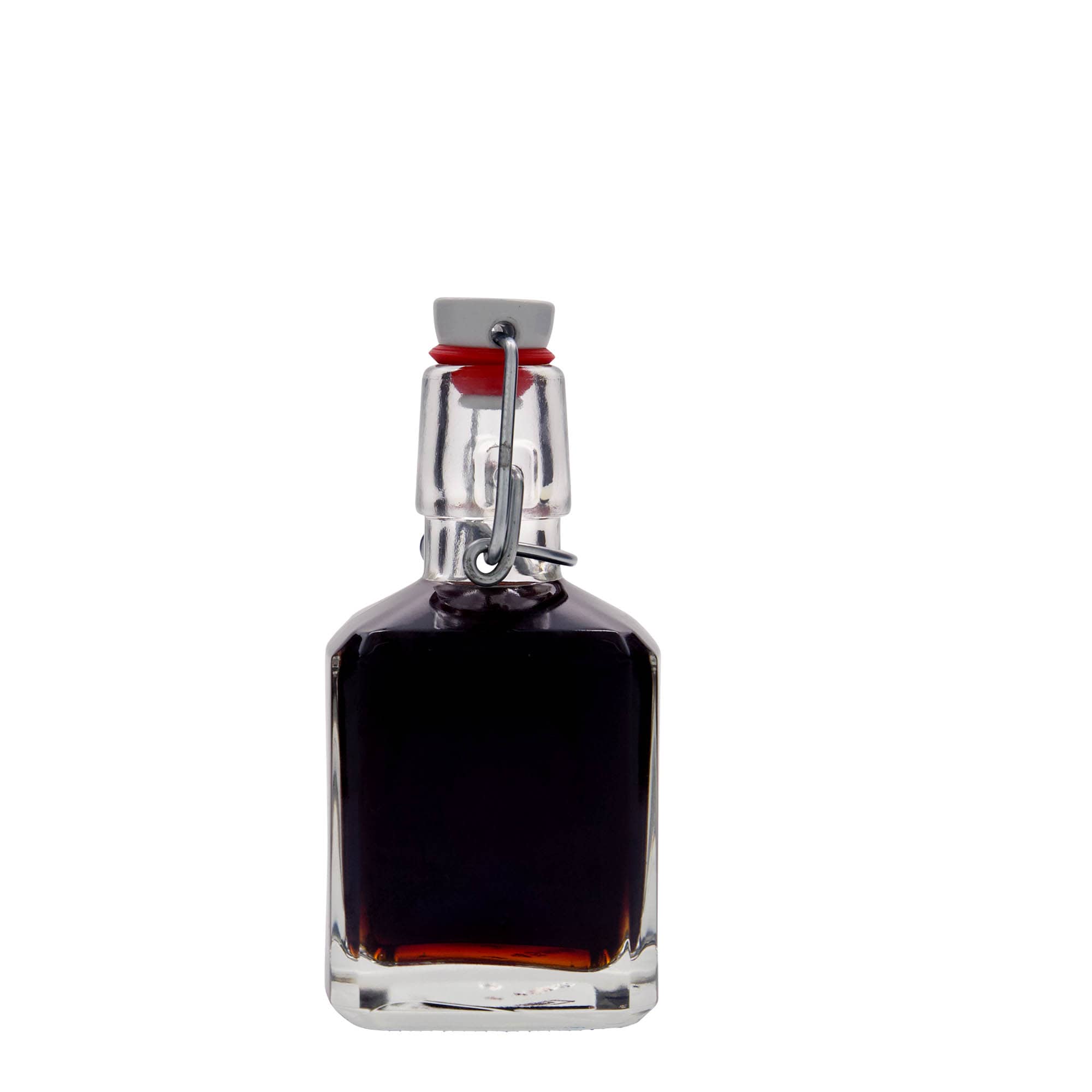 Botella de vidrio 'Kubica' de 200 ml, cuadrada, boca: tapón mecánico