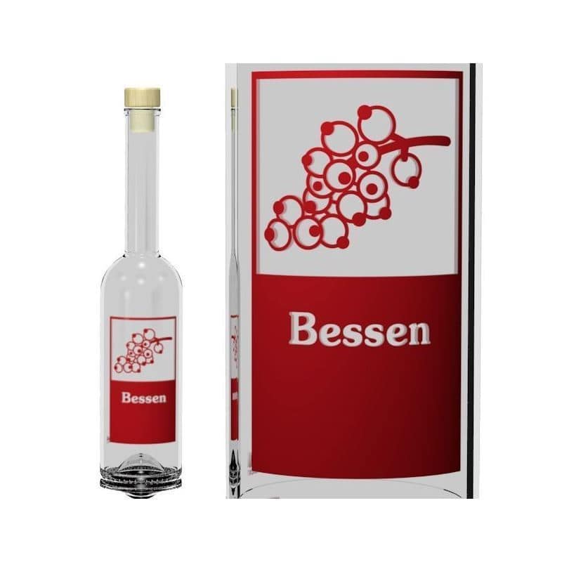 Botella de vidrio 'Opera' de 500 ml, motivo: Bessen, boca: corcho