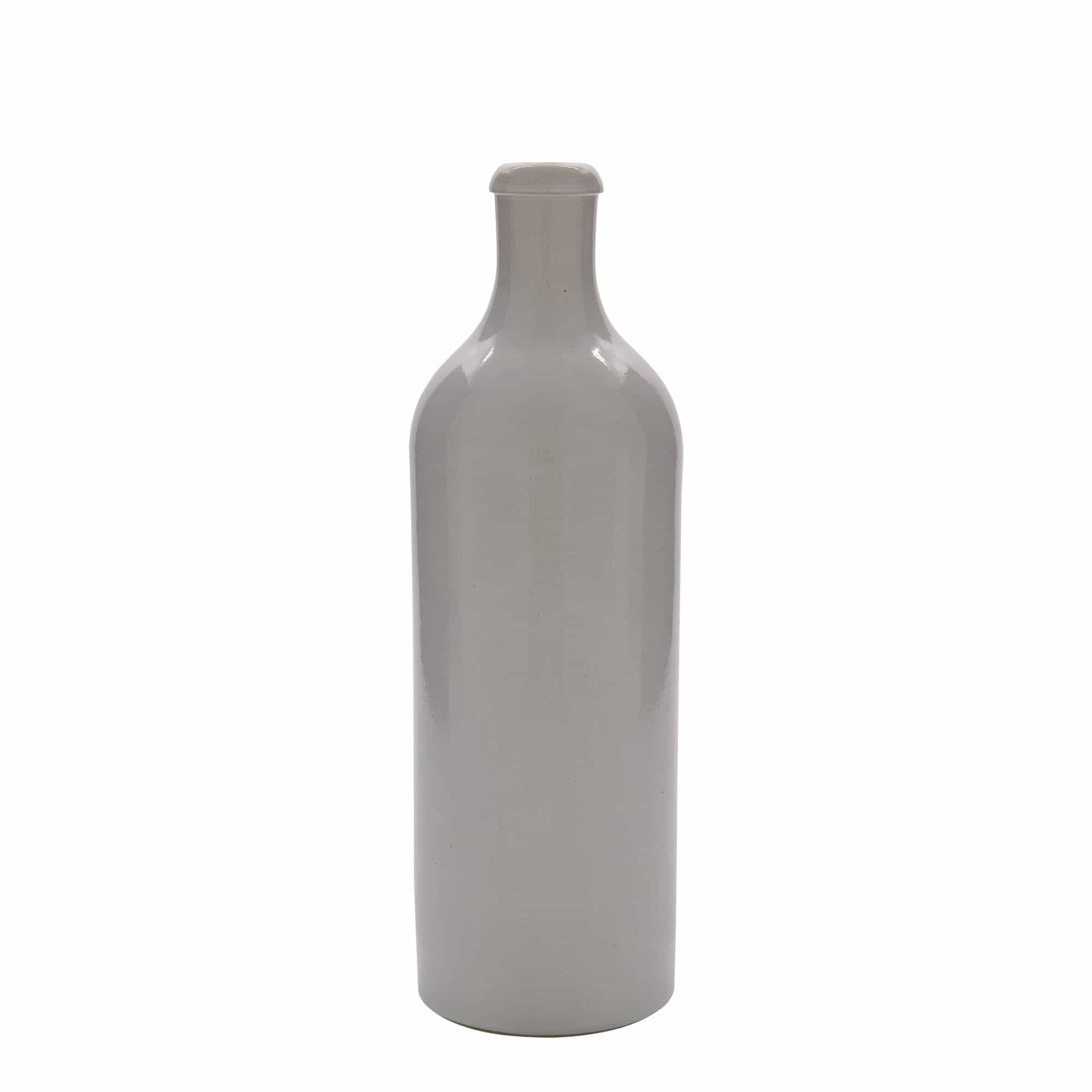 Jarra de barro de 750 ml, gres, blanco, boca: corcho