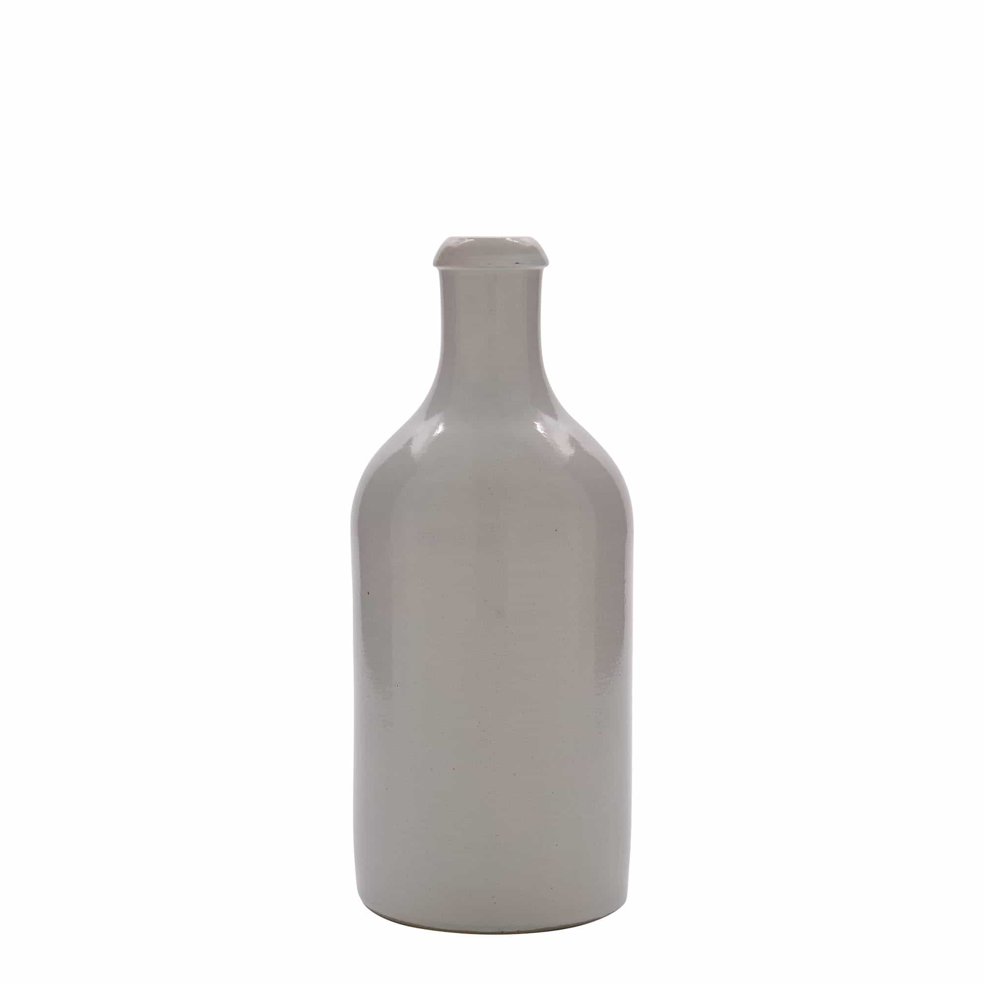 Jarra de barro de 500 ml, gres, blanco, boca: corcho