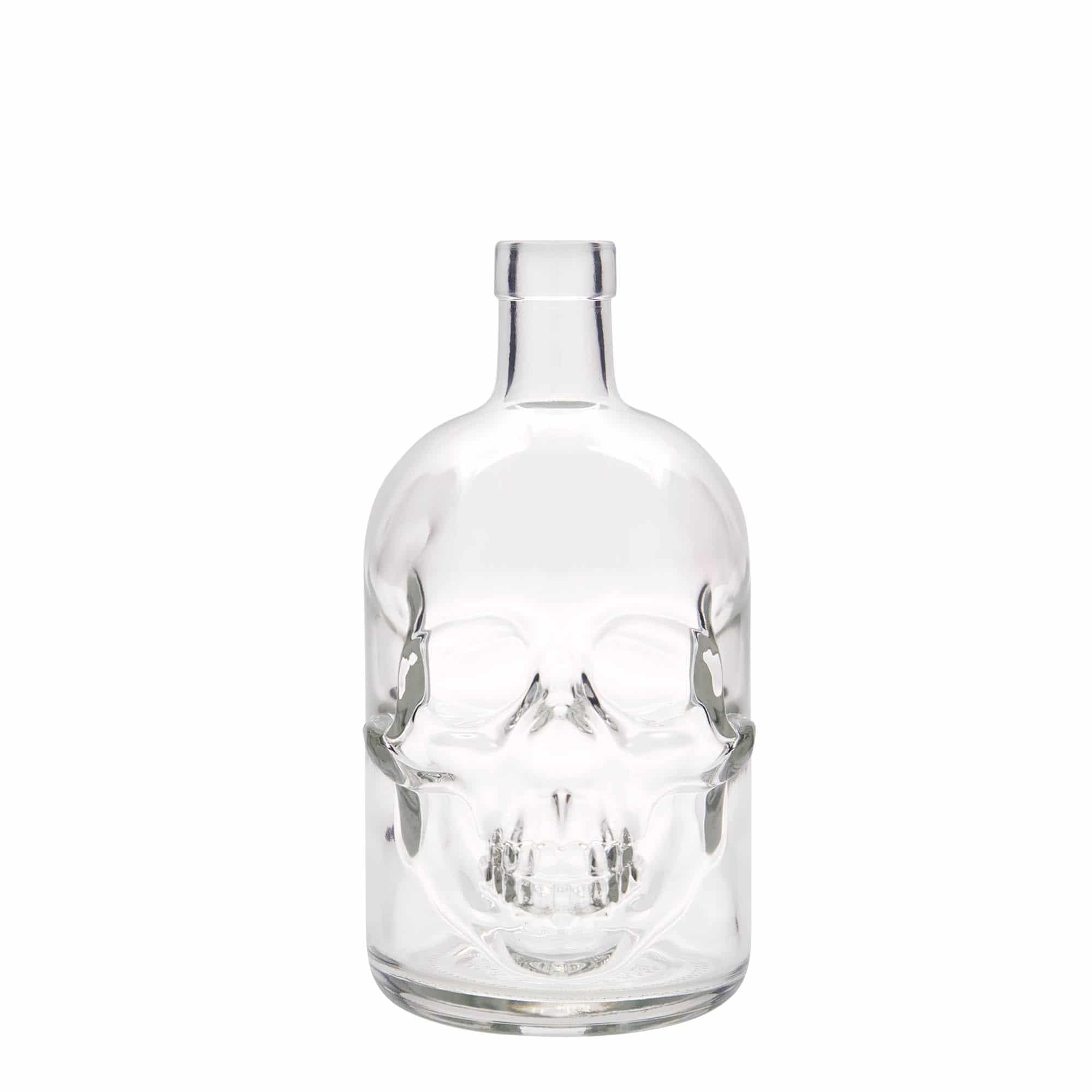 Botella de vidrio 'Calavera' de 700 ml, boca: corcho