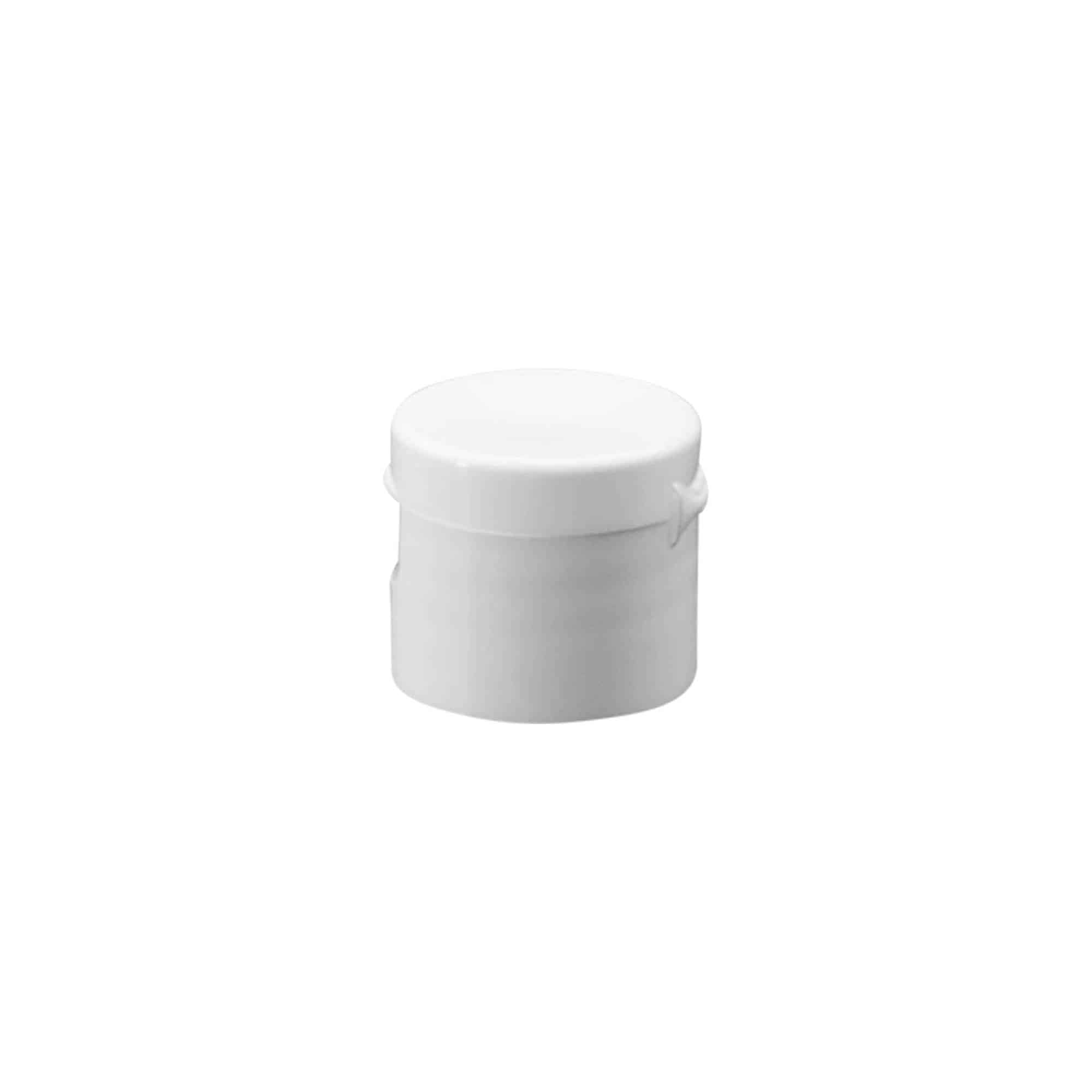 Tapón de rosca con bisagra, plástico de PP, blanco, para boca: GPI 20/410