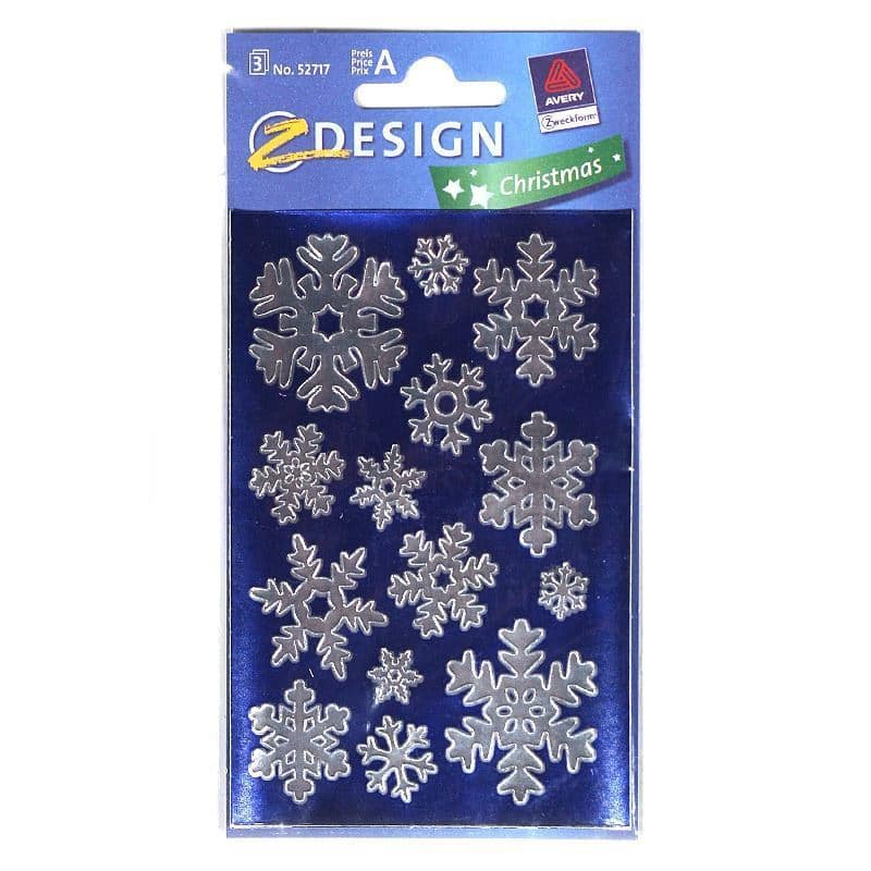 Pegatinas Zweckform 'Copos de nieve', papel, plateado