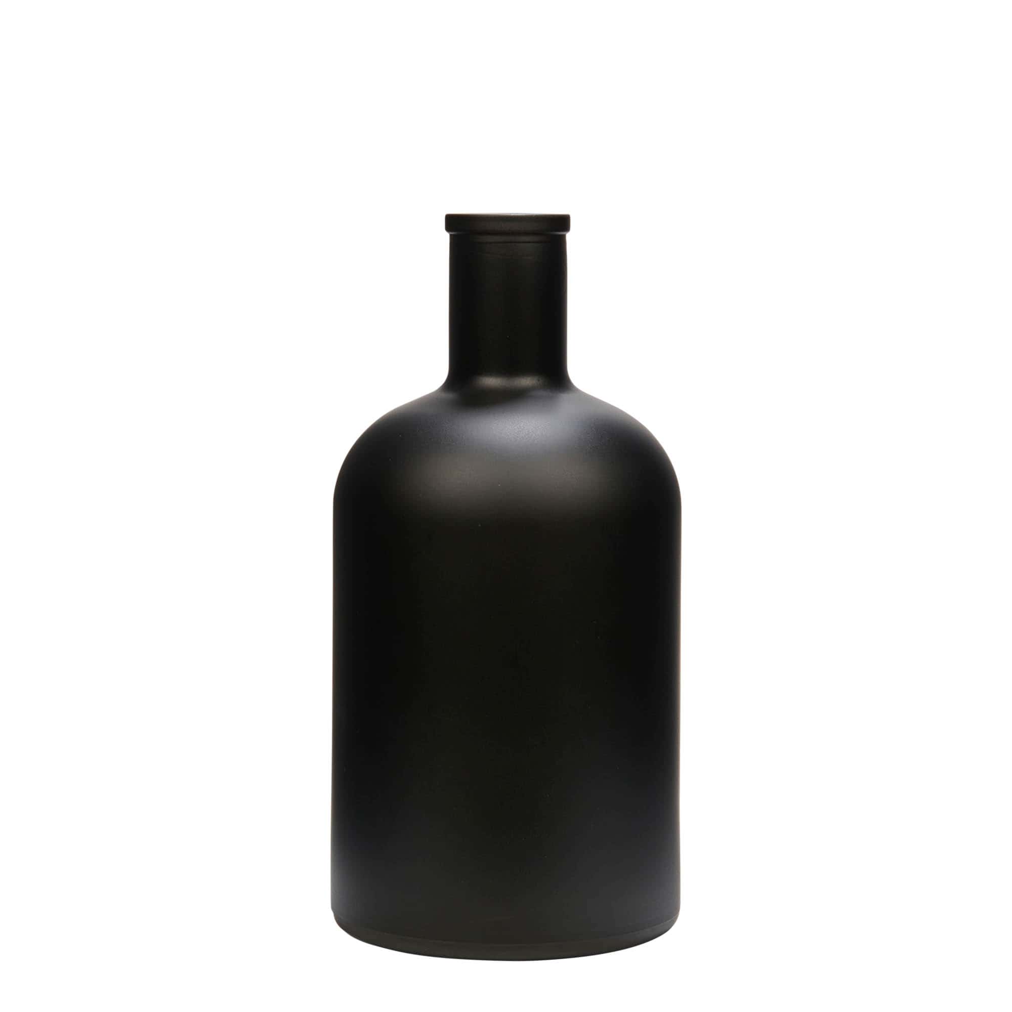 Botella de vidrio 'Gerardino' de 700 ml, negro, boca: corcho