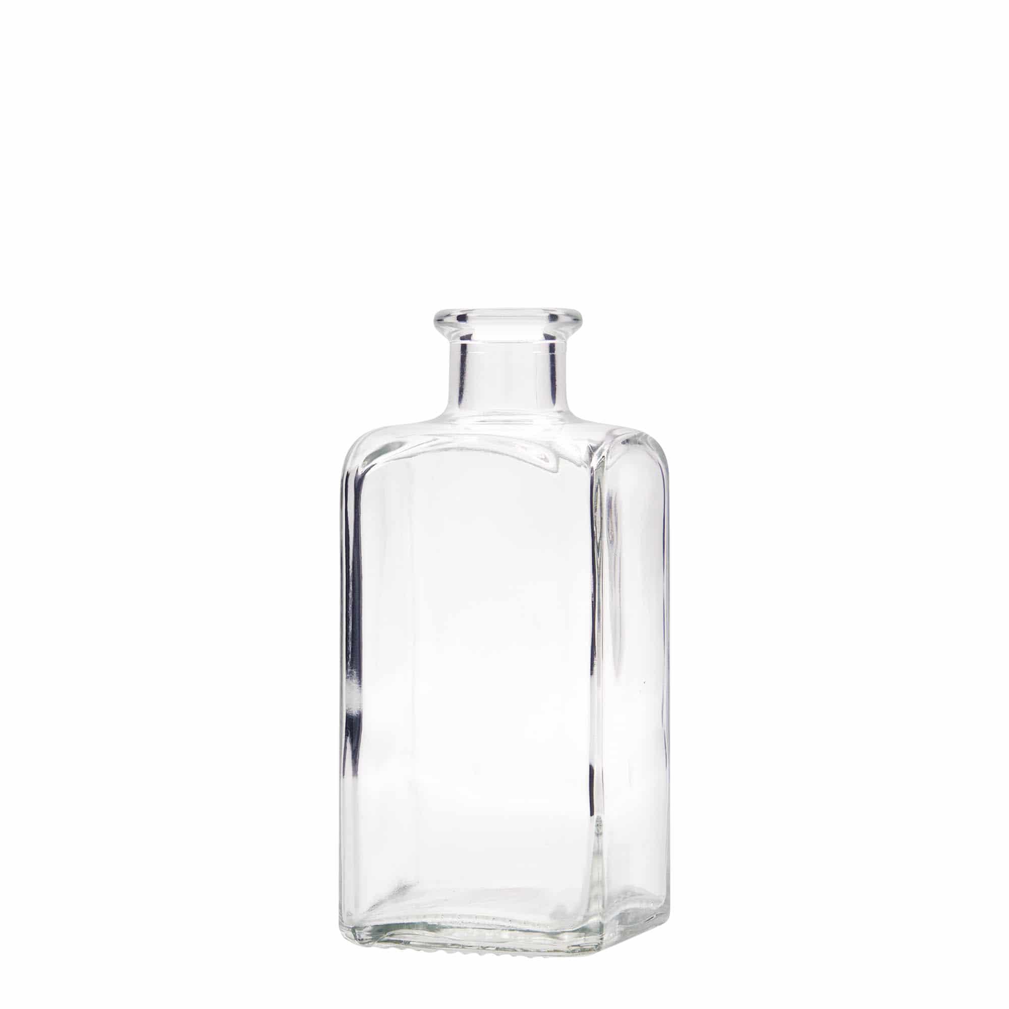 Botella de vidrio de farmacia 'Carré' de 250 ml, cuadrada, boca: corcho