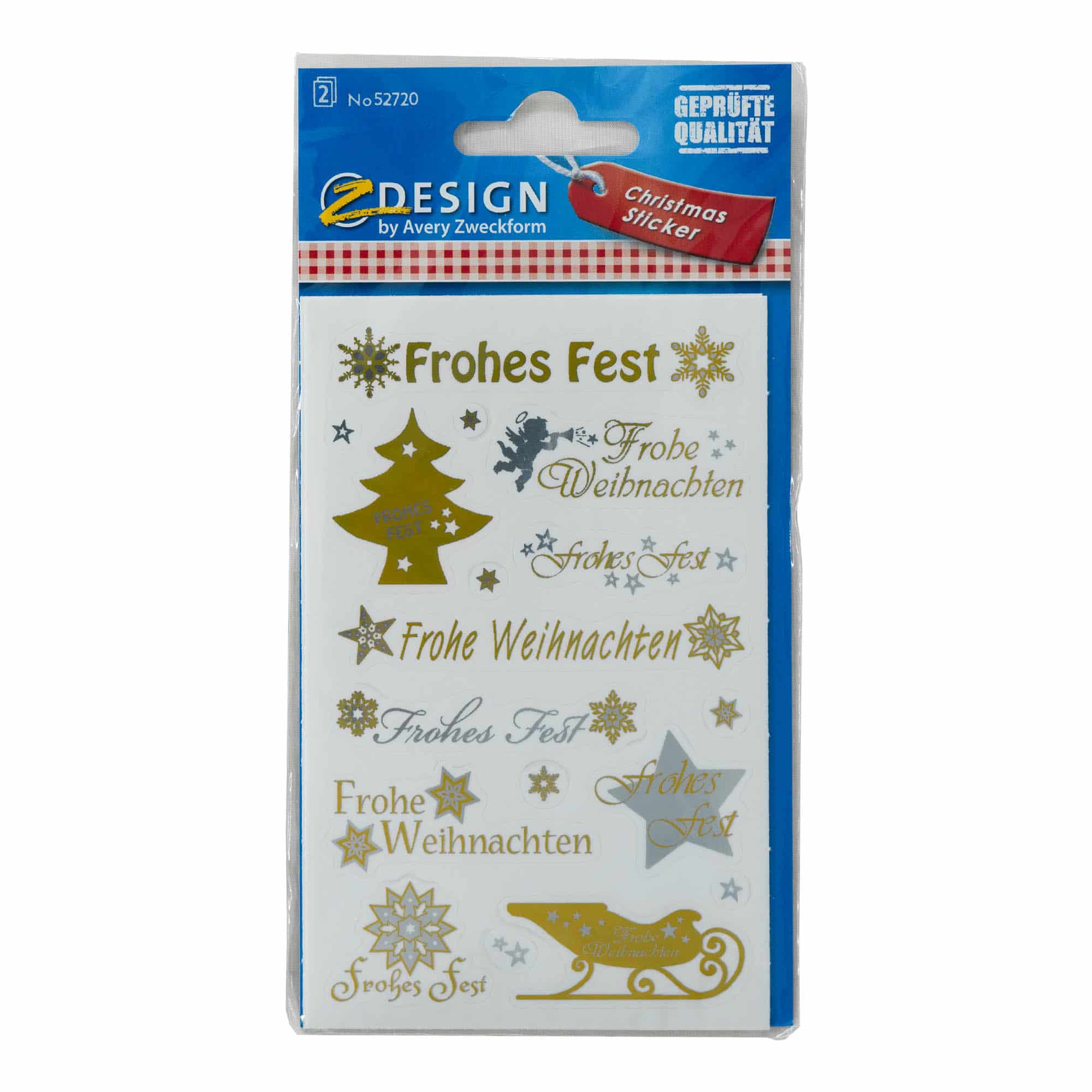 Pegatinas Zweckform 'Navidad', papel, dorado-plateado