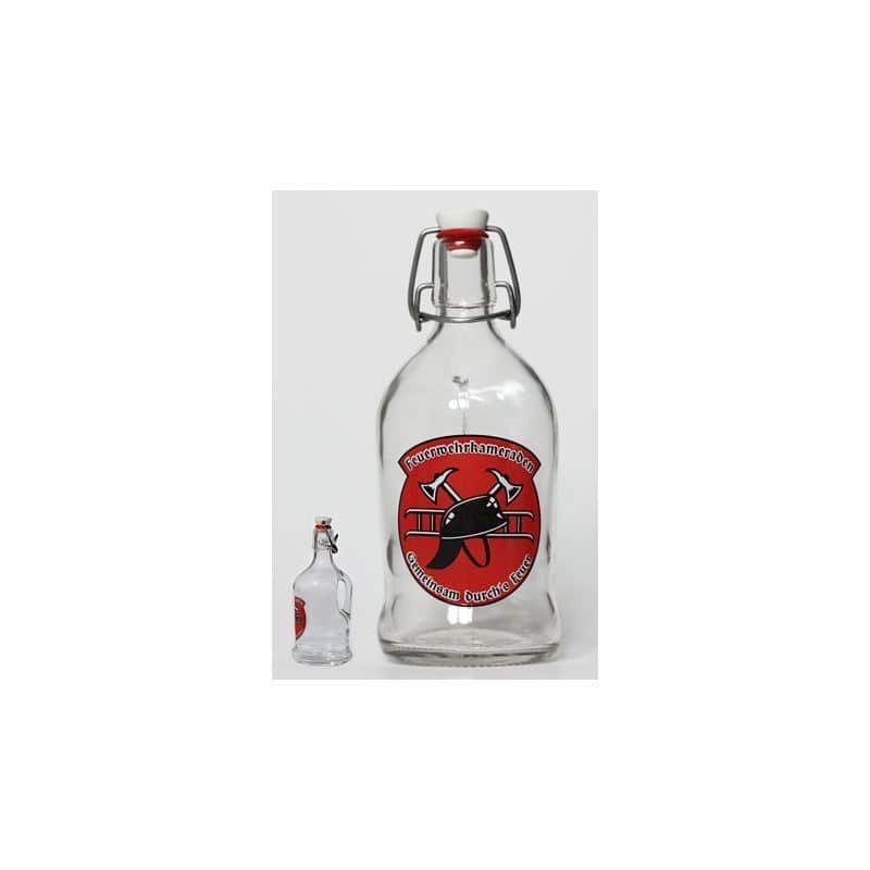 Botella de vidrio 'Classica' de 500 ml, motivo: bomberos, boca: tapón mecánico