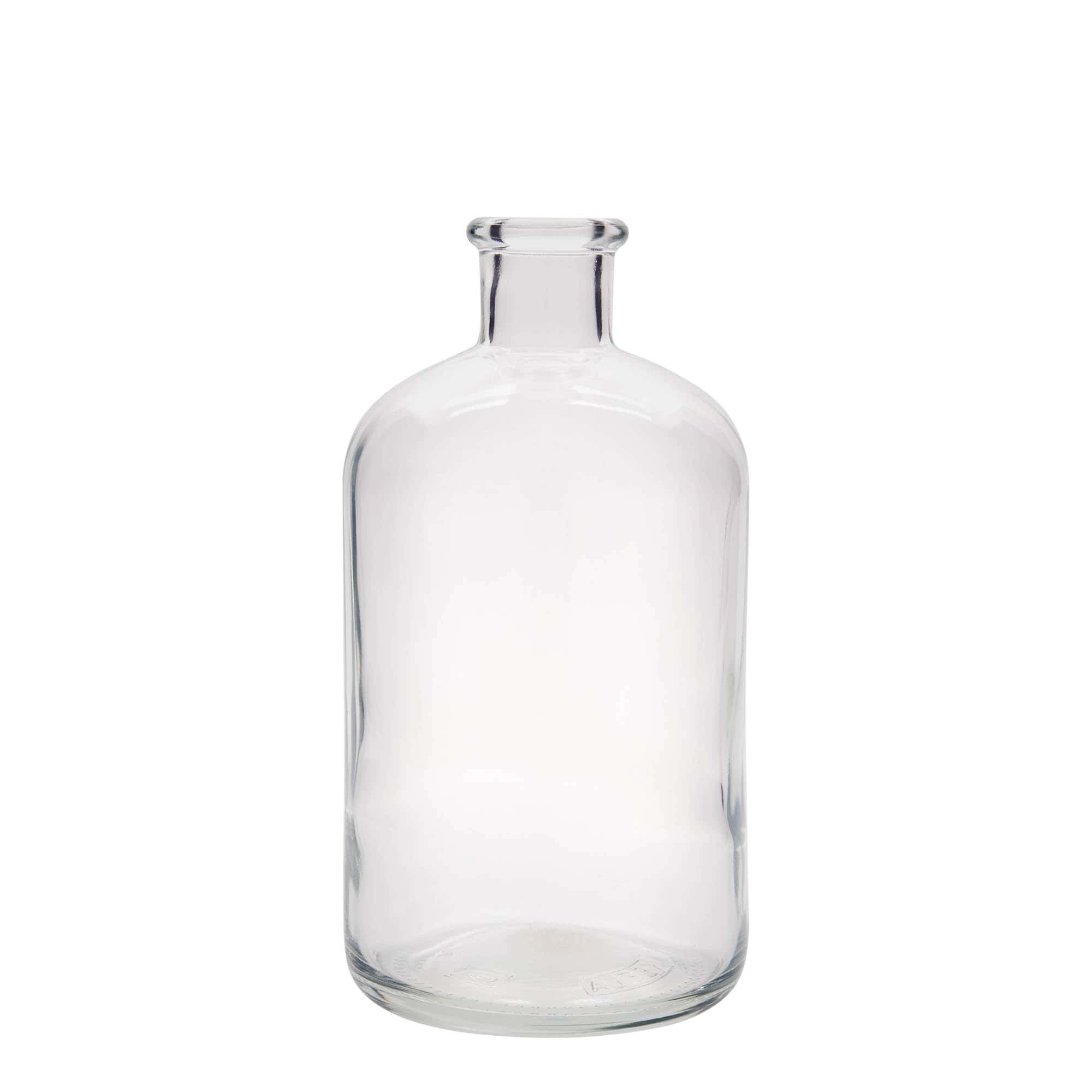 Botella de vidrio de farmacia de 1000 ml, boca: corcho