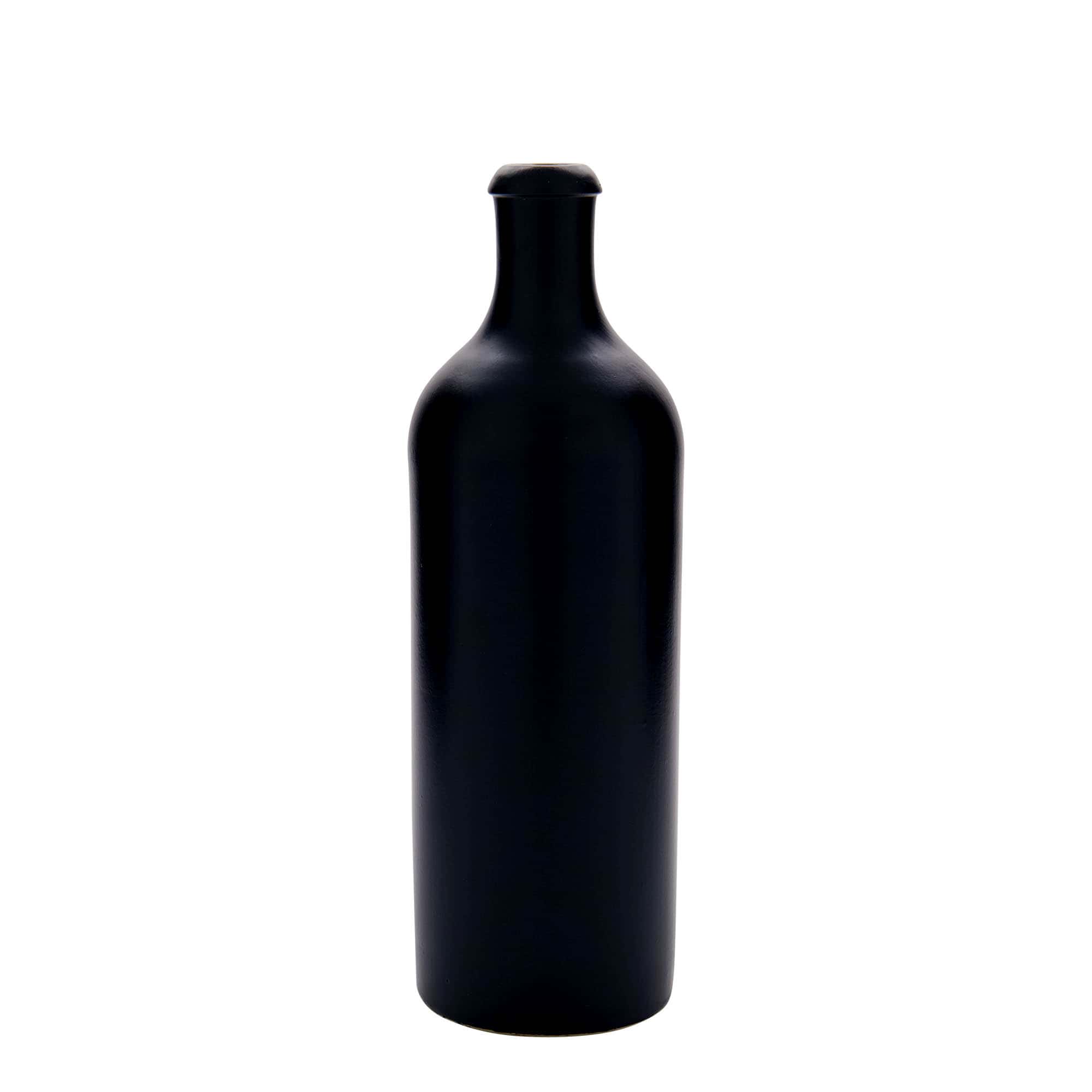 Jarra de barro de 750 ml, gres, negro, boca: corcho