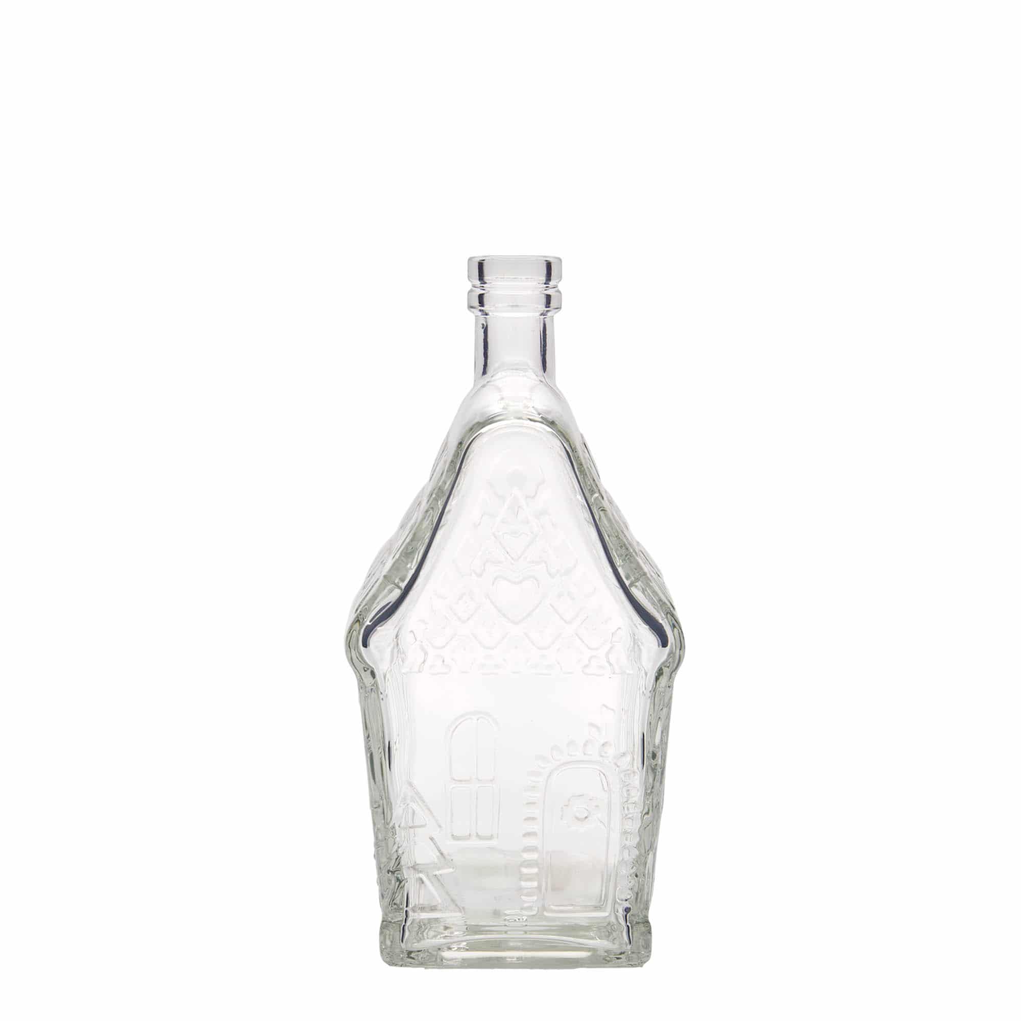 Botella de vidrio 'Casa de jengibre' de 500 ml, rectangular, boca: corcho