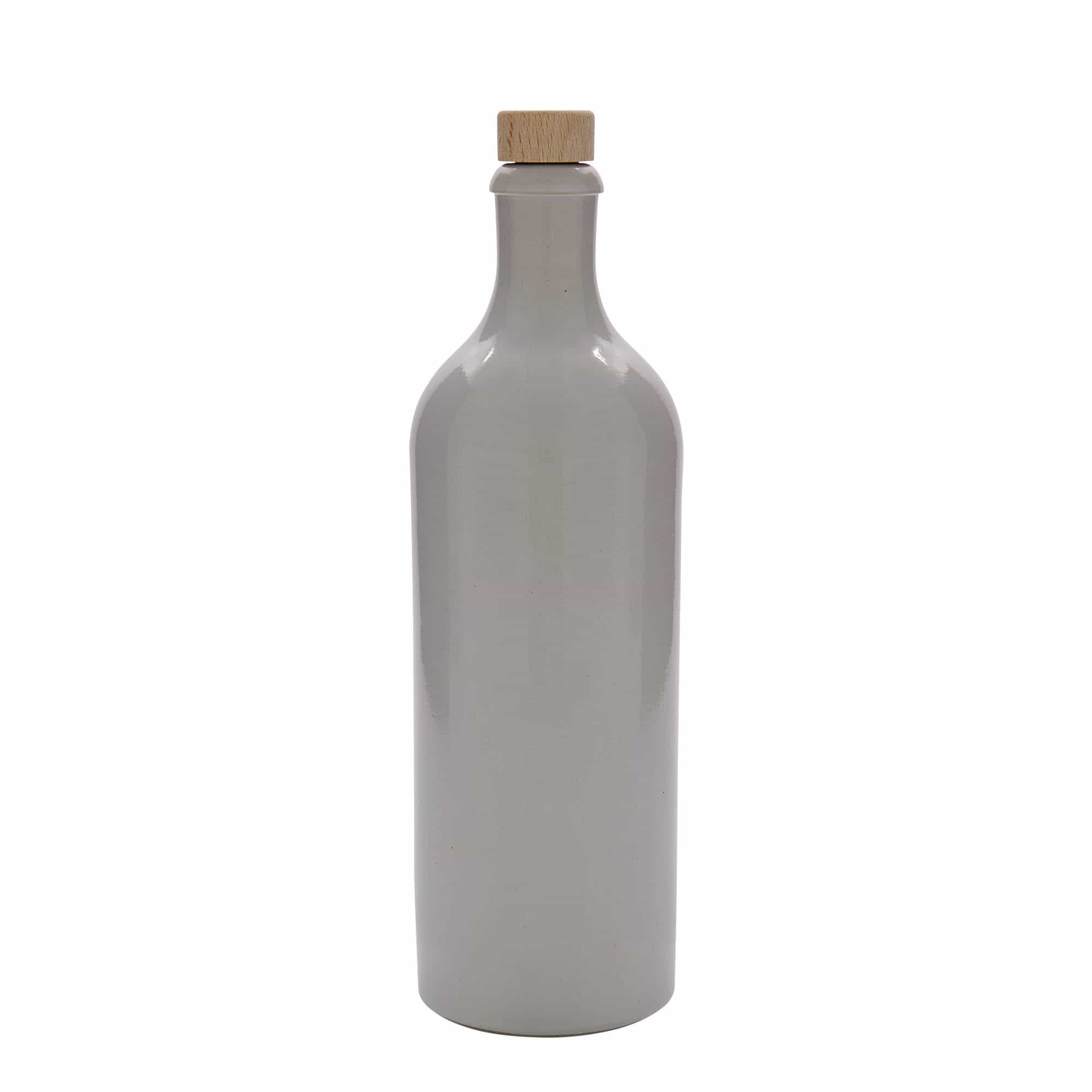 Jarra de barro de 750 ml, gres, blanco, boca: corcho