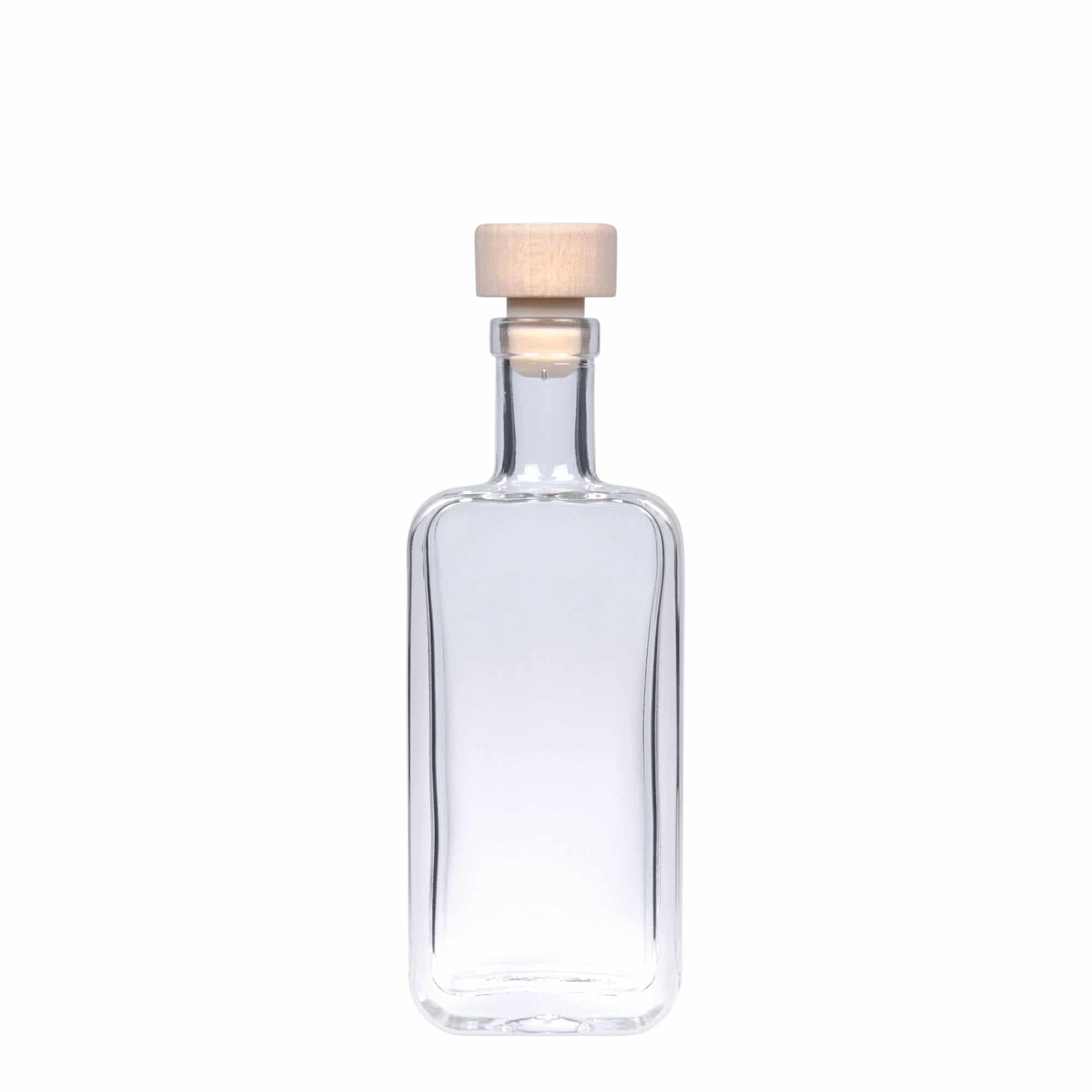 Botella de vidrio 'Nice' de 100 ml, rectangular, boca: corcho