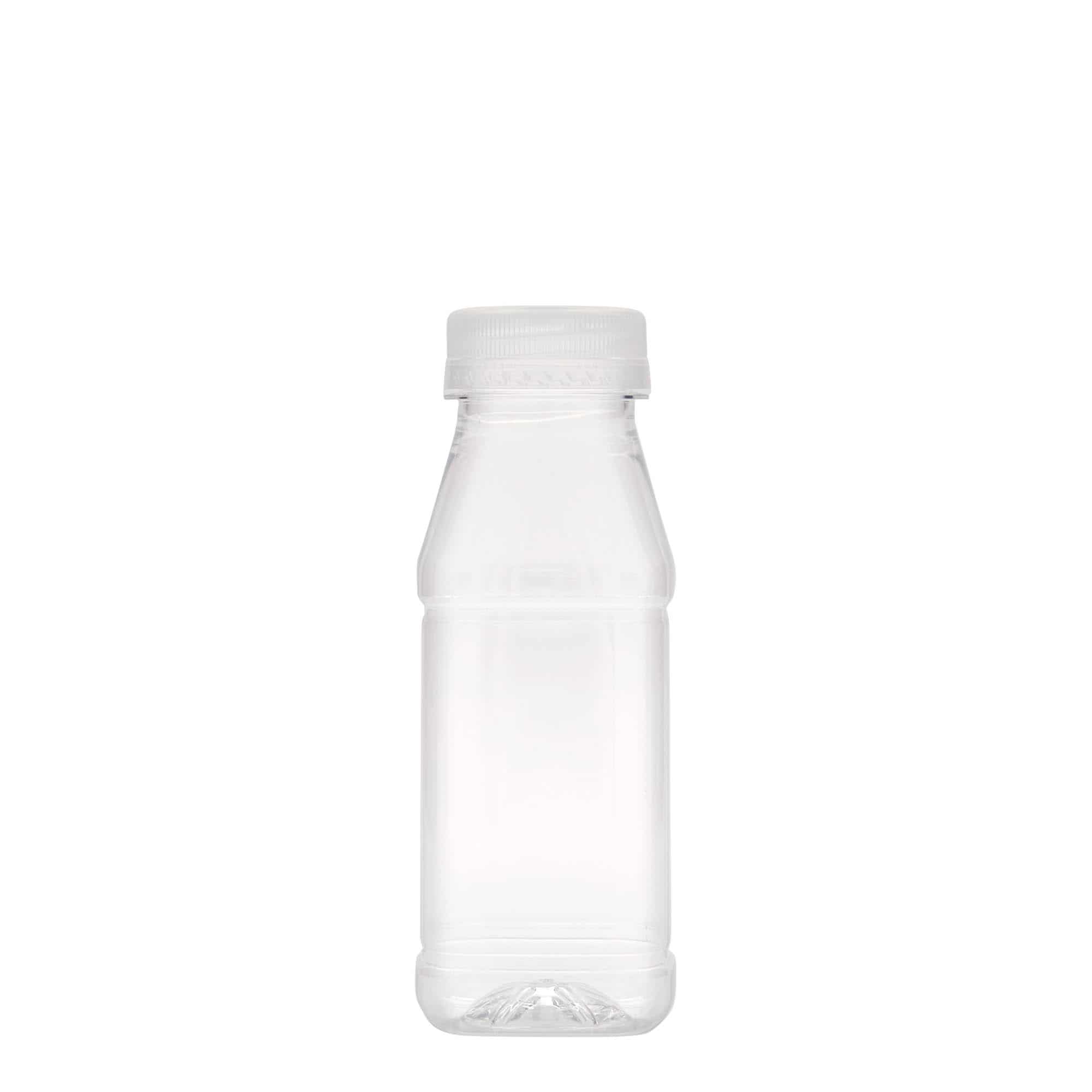 Botella de PET 'Milk and Juice Carré' de 250 ml, cuadrada, plástico, boca: 38 mm