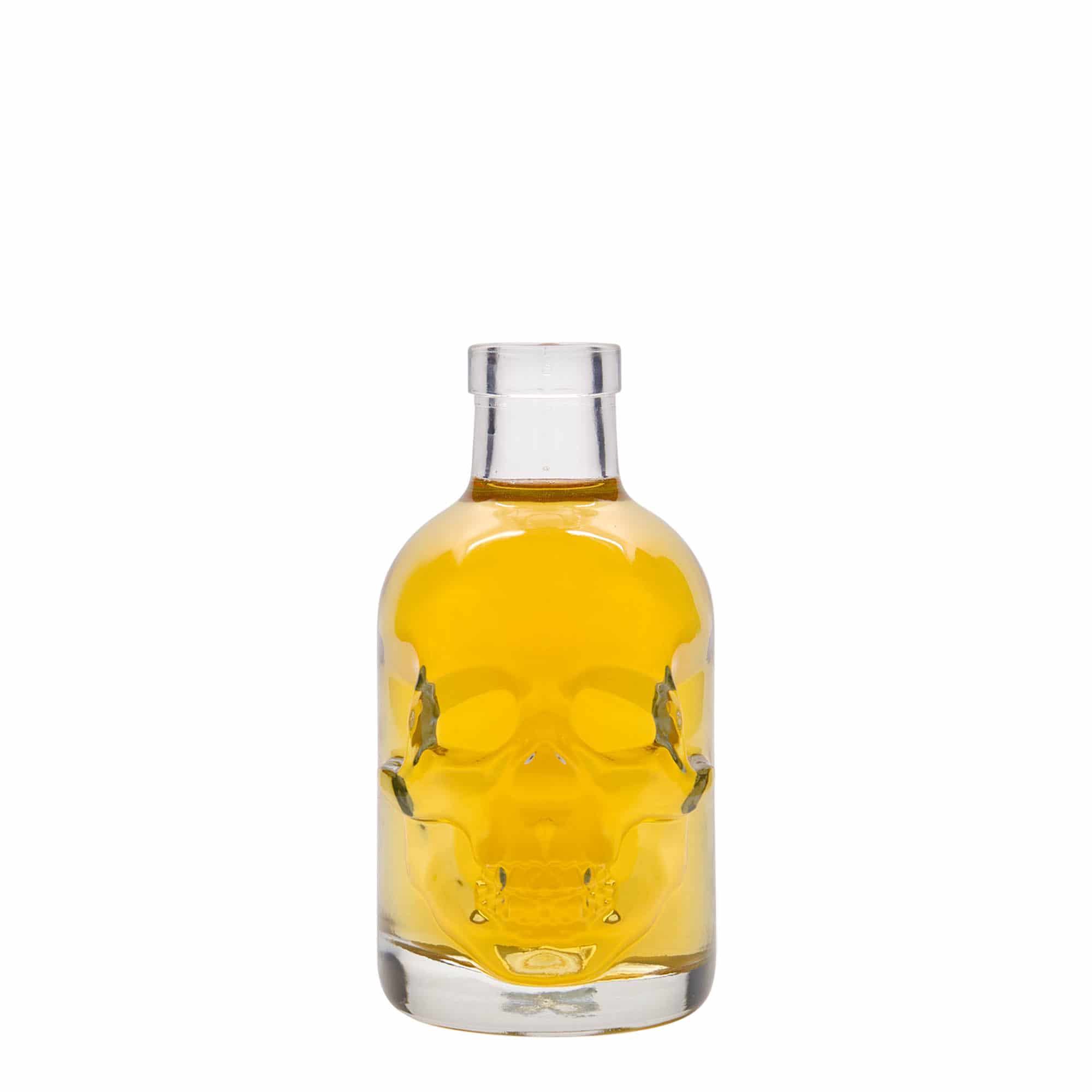 Botella de vidrio 'Calavera' de 200 ml, boca: corcho