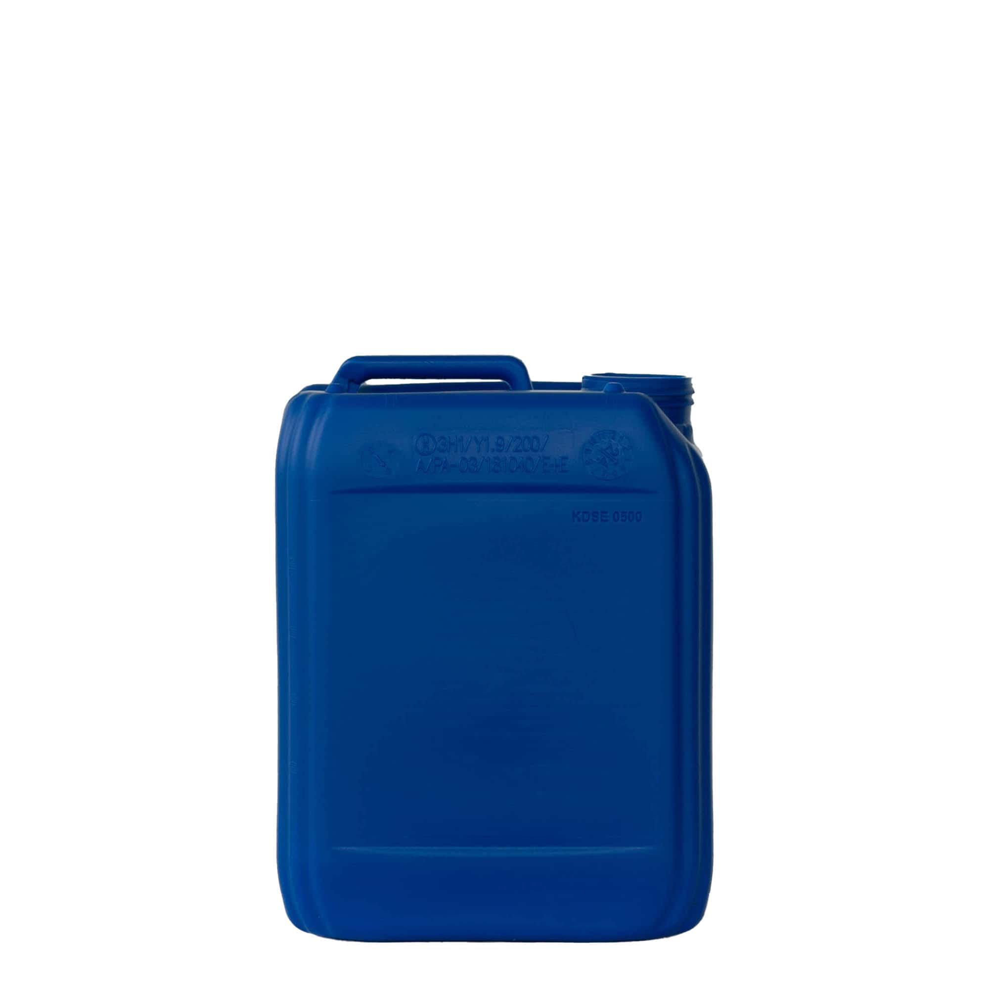 Garrafa de 5 l, rectangular, plástico de HDPE, azul, boca: ND 55