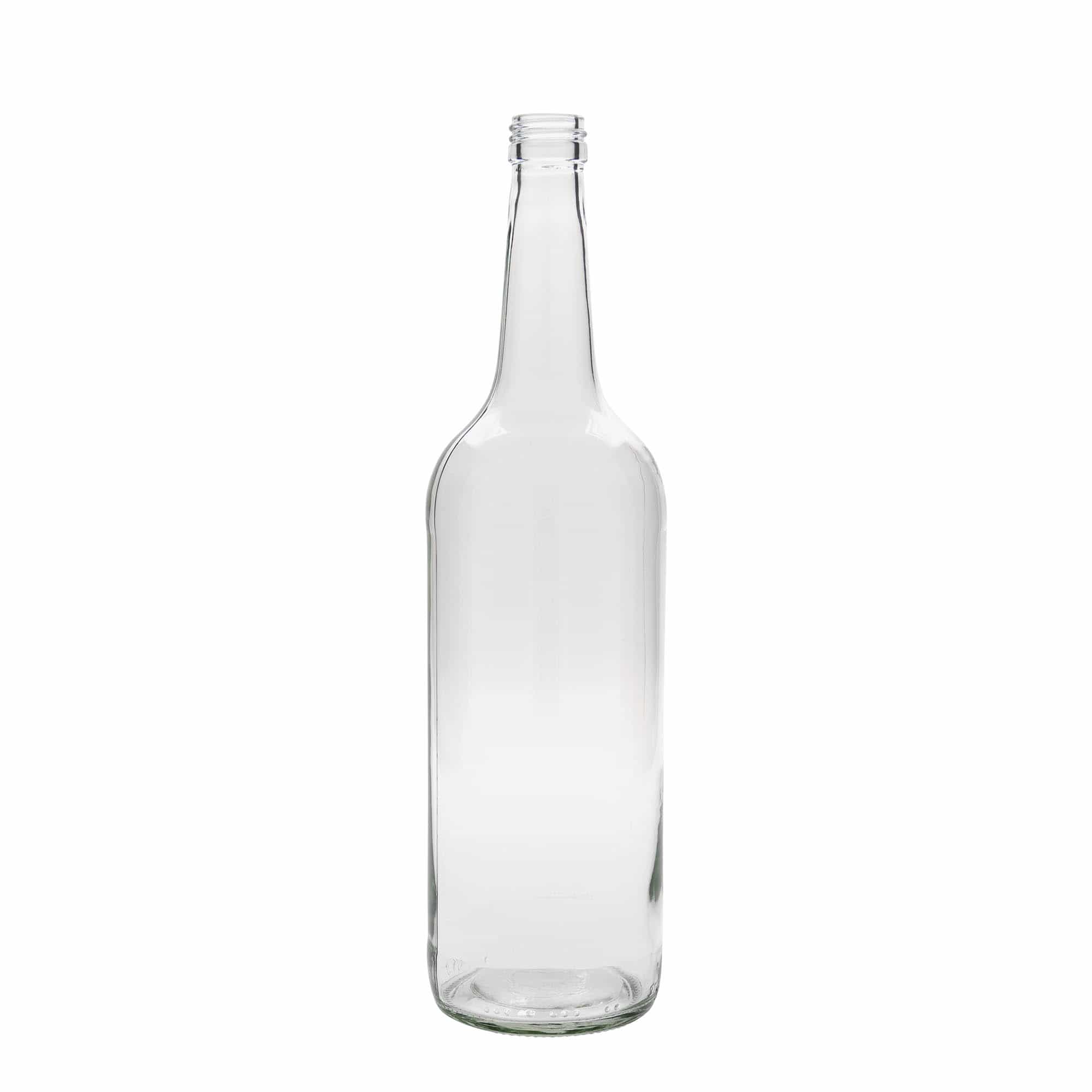 Botella de vidrio con cuello recto de 1000 ml, boca: PP 28