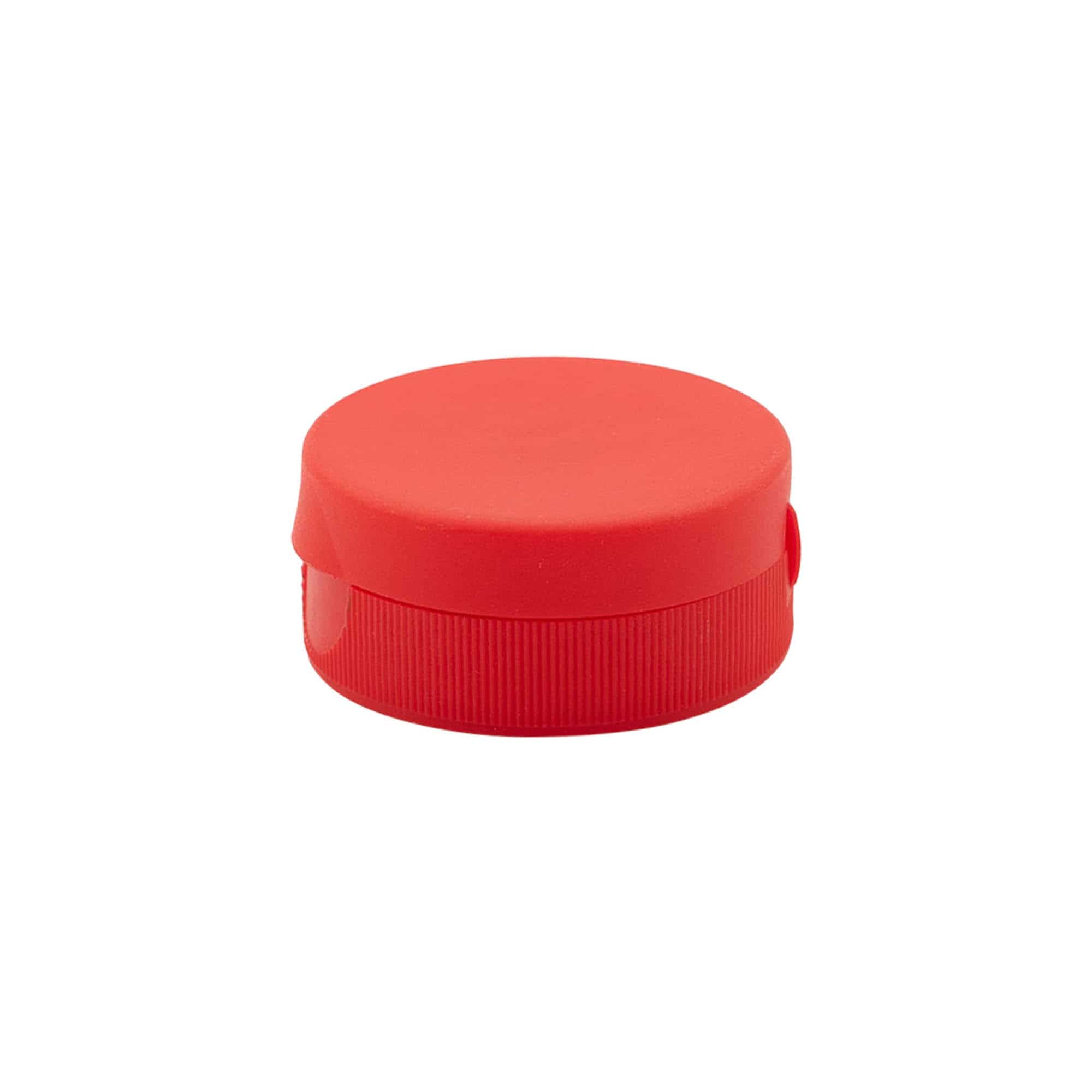 Tapón de rosca con bisagra, plástico de PP, rojo, para boca: GPI 38/400
