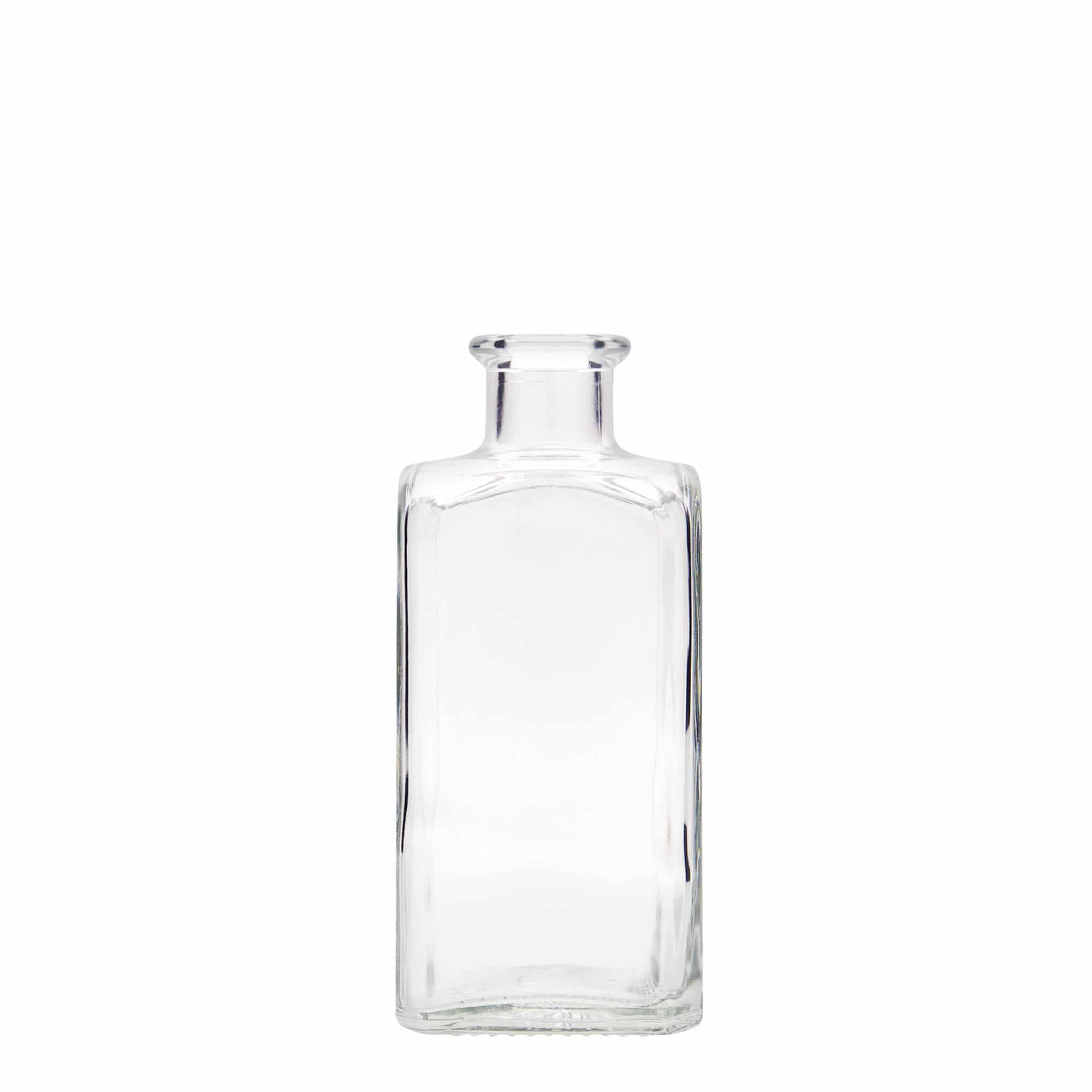 Botella de vidrio de farmacia 'Carré' de 250 ml, cuadrada, boca: corcho