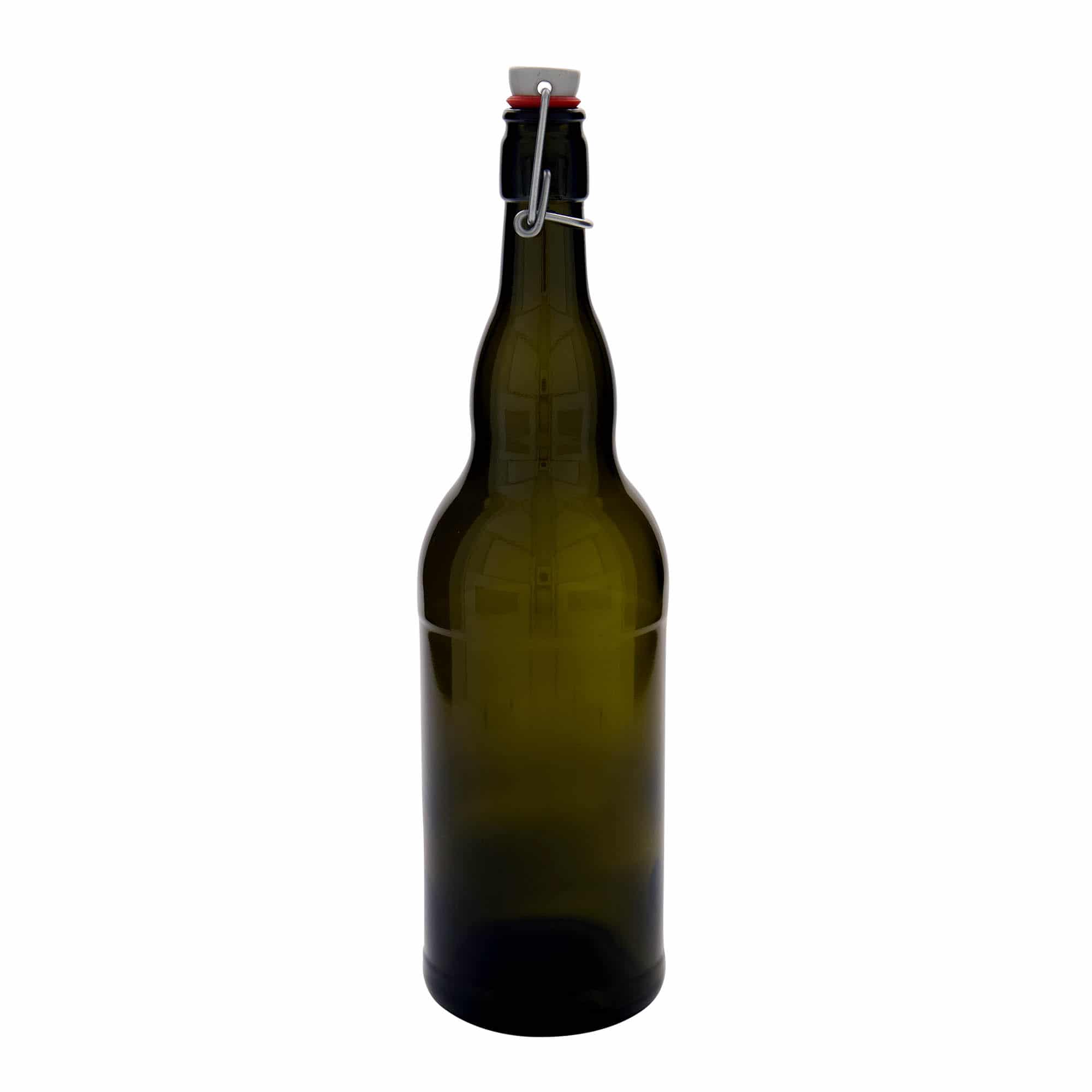 Botella de cerveza belga de 1000 ml, vidrio, verde antiguo, boca: tapón mecánico