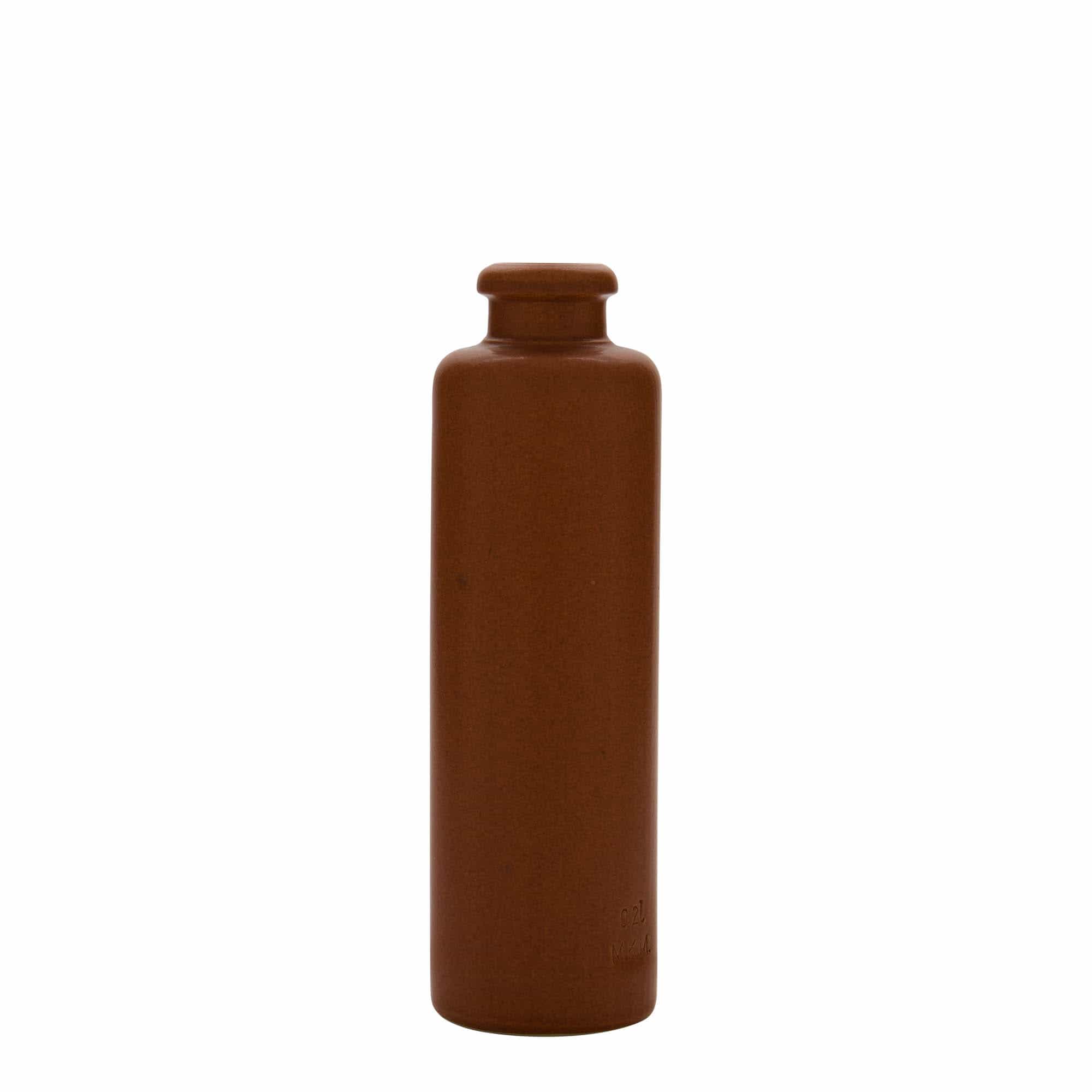 Jarra de barro de 200 ml, gres, rojo-marrón, boca: corcho