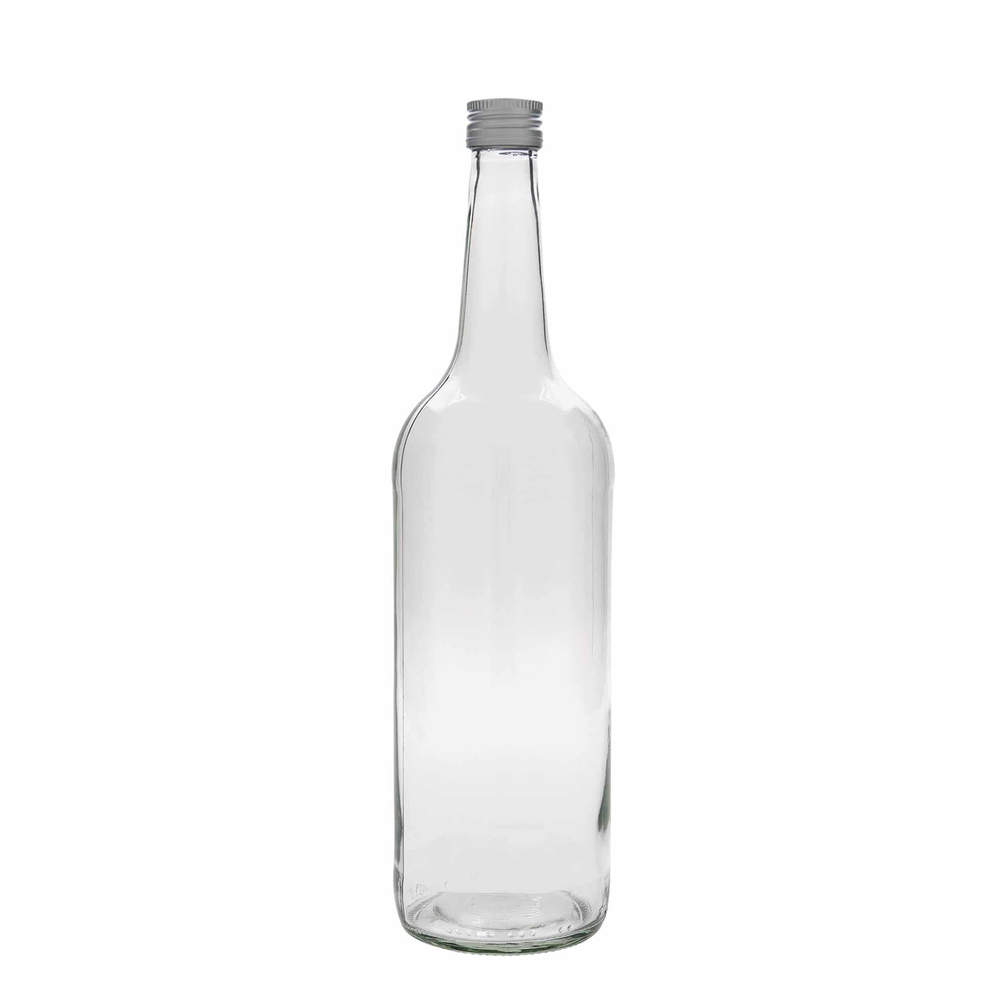 Botella de vidrio con cuello recto de 1000 ml, boca: PP 28