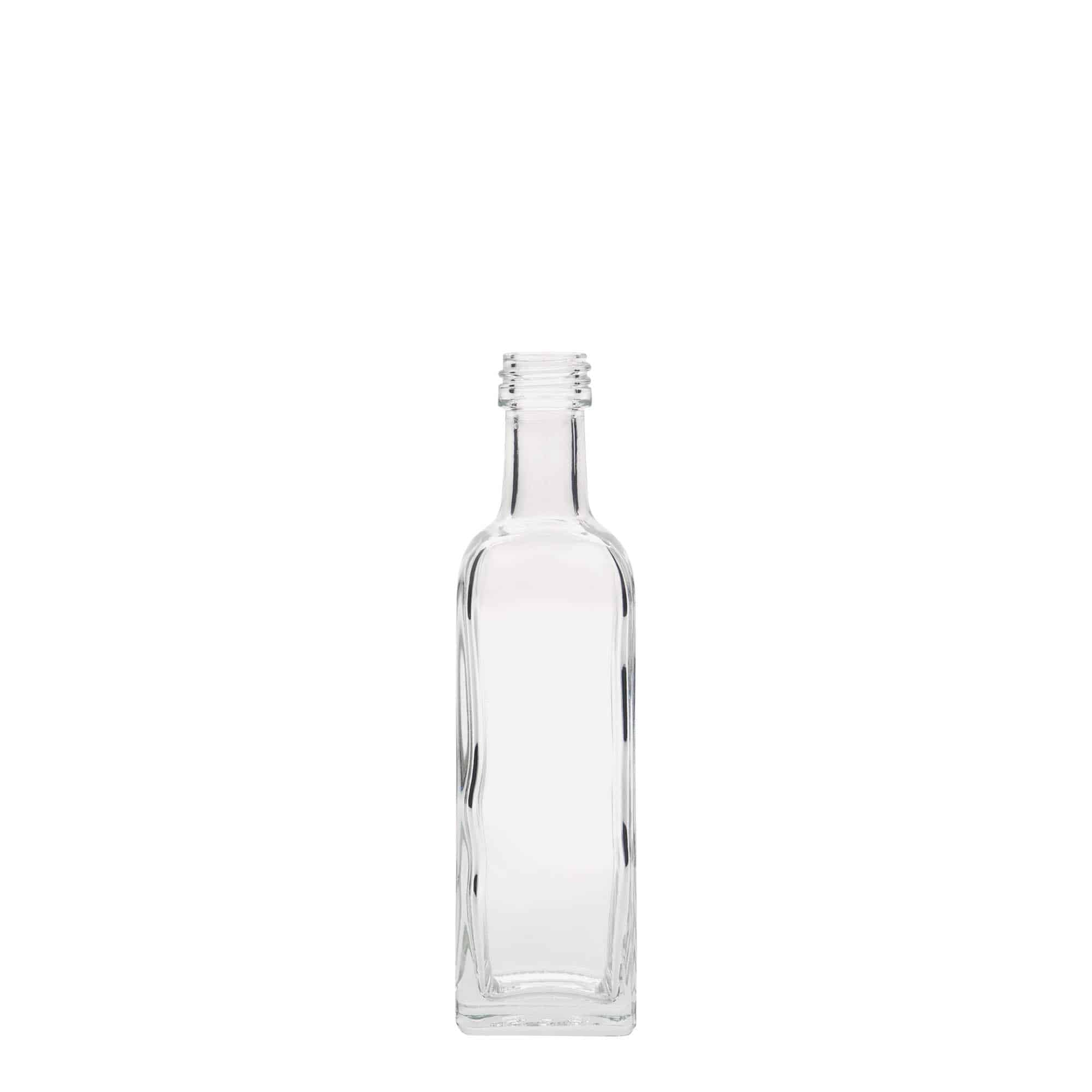 Botella de vidrio 'Marasca' de 60 ml, cuadrada, boca: PP 18