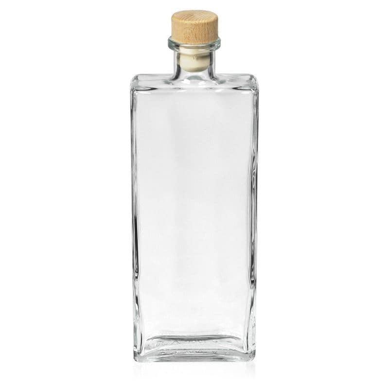 Botella de vidrio 'Gianna' de 350 ml, rectangular, boca: corcho