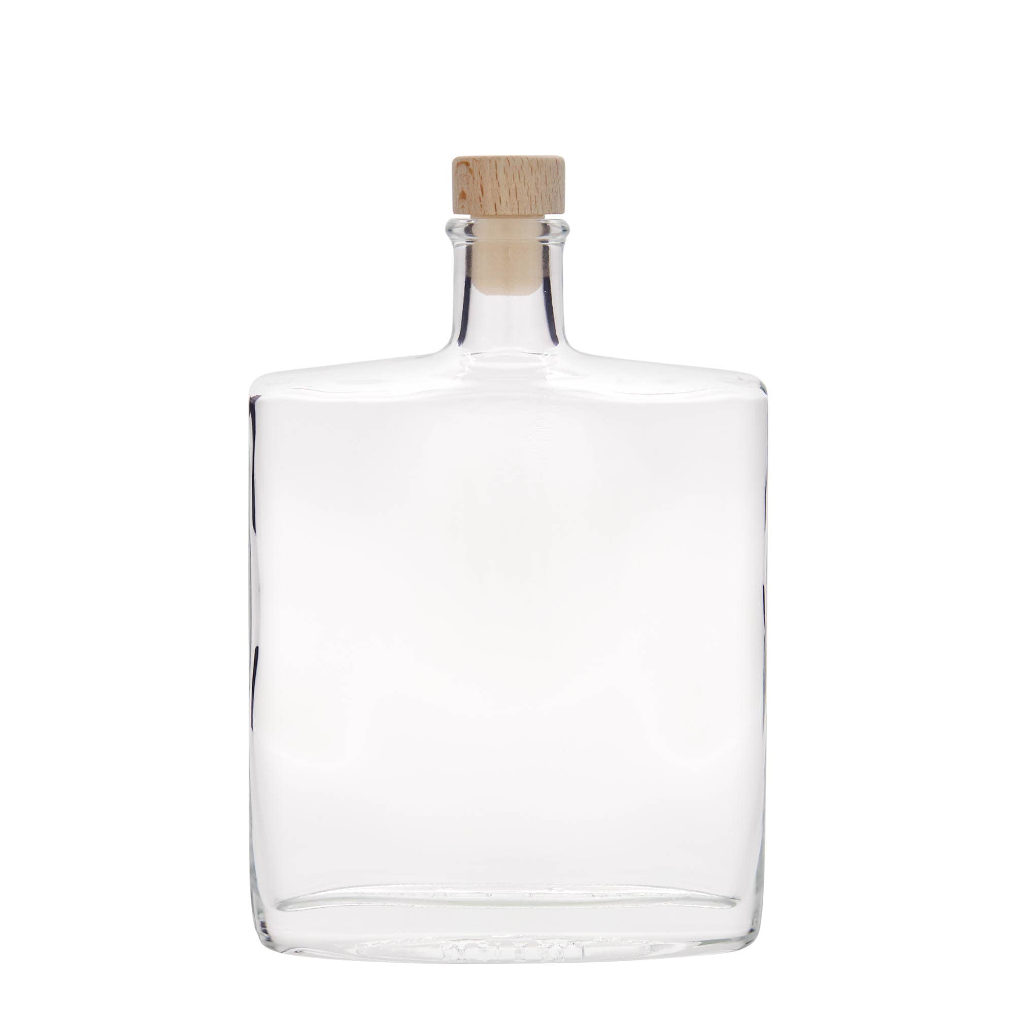 Botella de vidrio 'Zorbas' de 500 ml, ovalada, boca: corcho