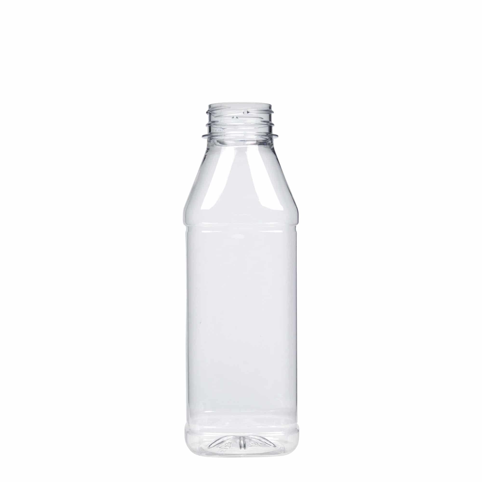 Botella de PET 'Milk and Juice Carré' de 500 ml, cuadrada, plástico, boca: 38 mm