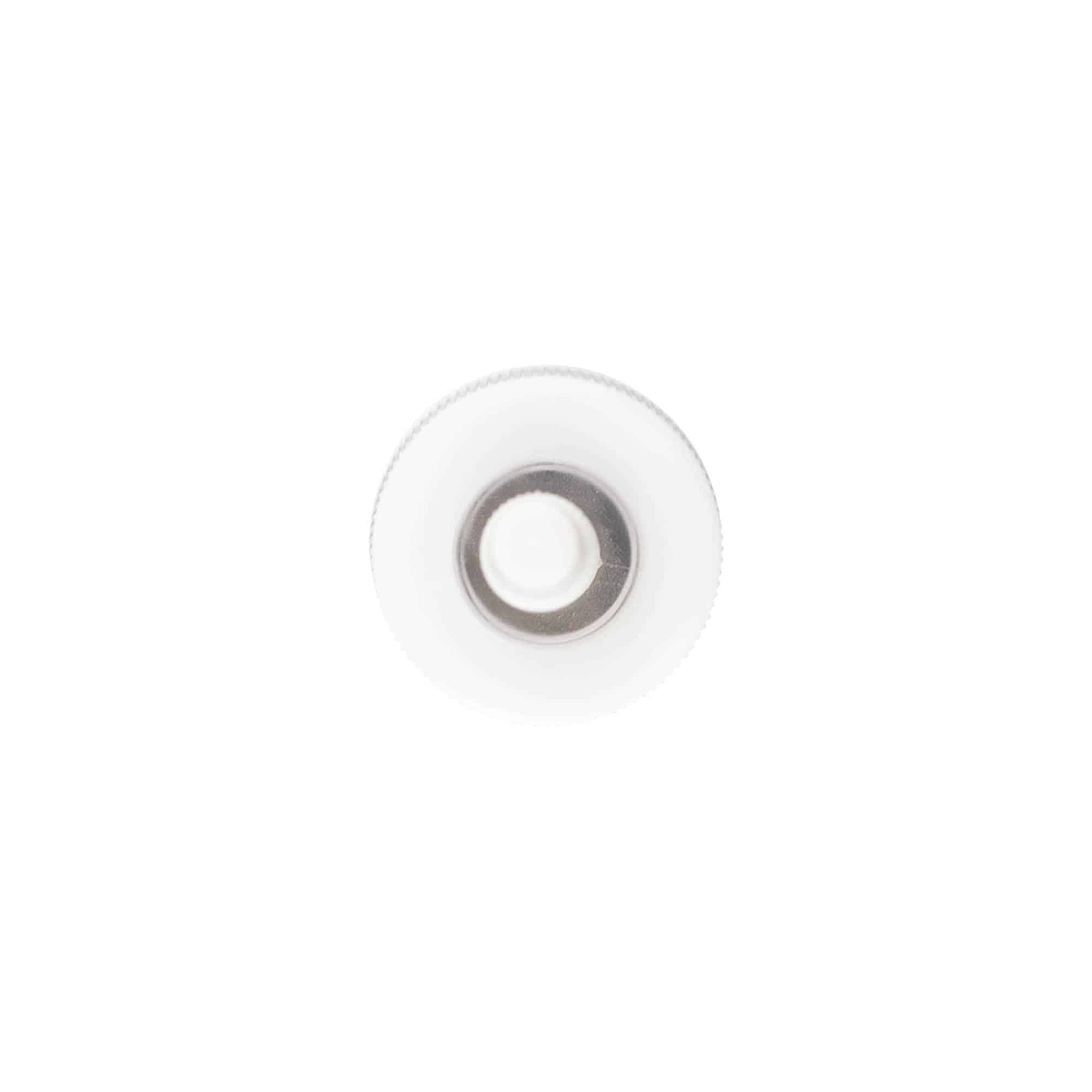 Tapón de rosca con aplicador, plástico de PP, blanco, para boca: GPI 24/410