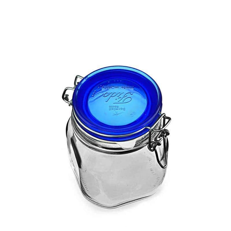 Tarro hermético 'Fido' de 750 ml, Blue Top, cuadrado, boca: cierre mecánico