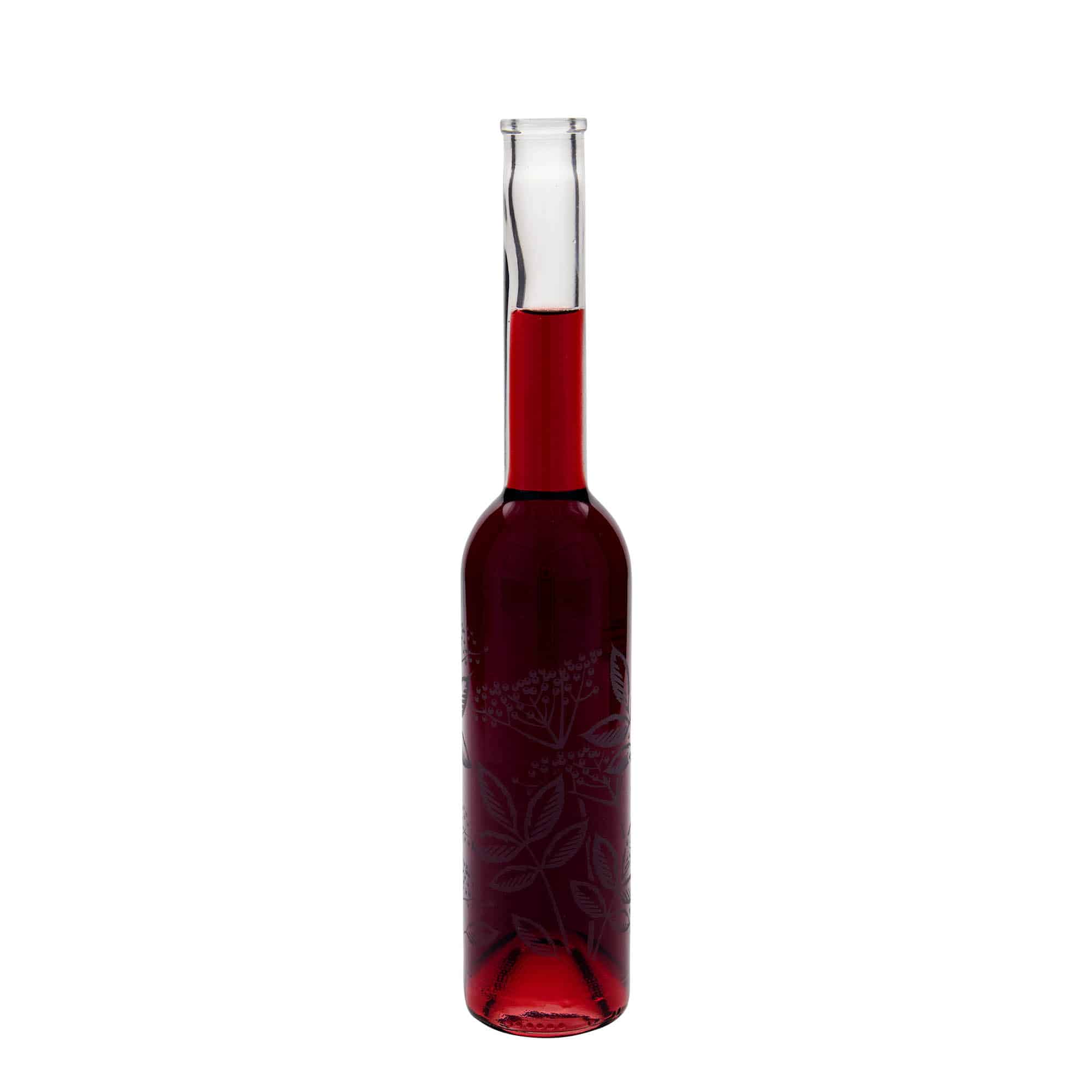 Botella de vidrio 'Opera' de 350 ml, motivo: saúco, boca: corcho