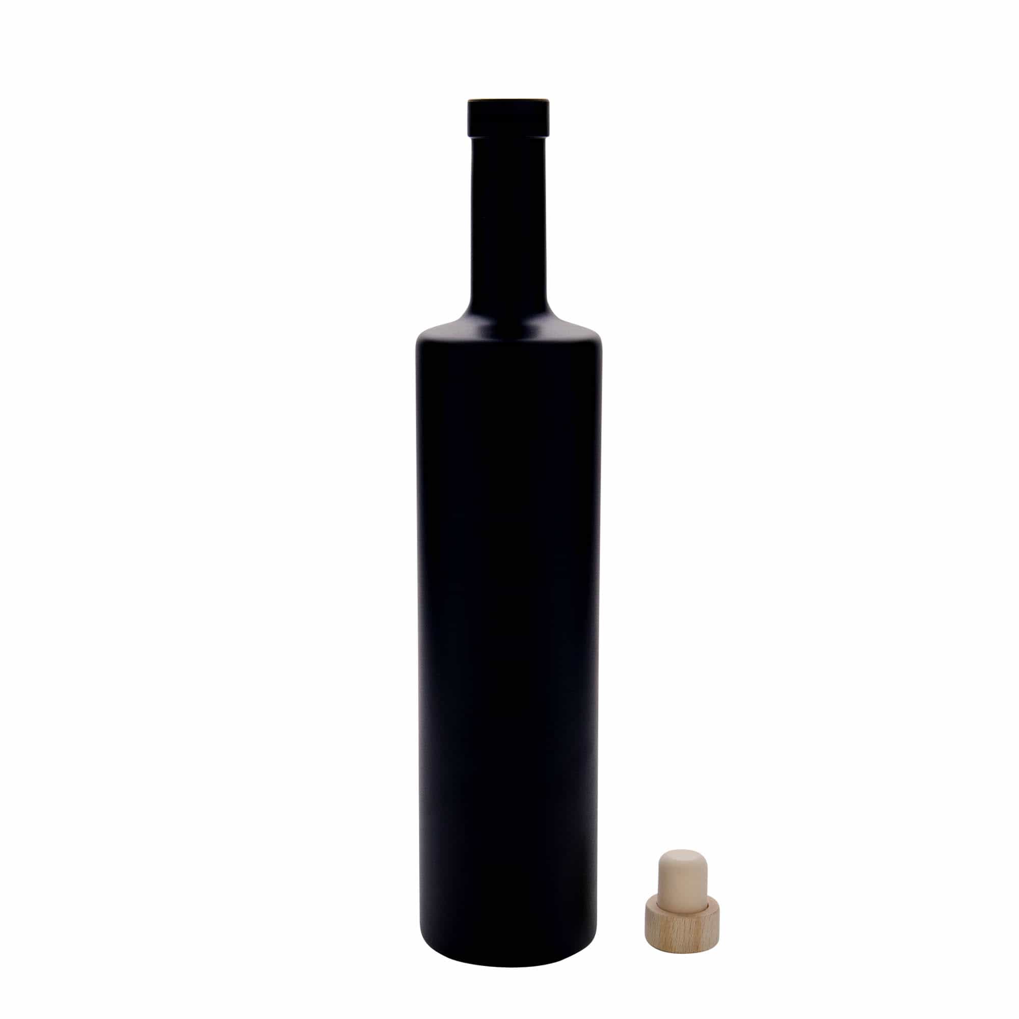 Botella de vidrio 'Centurio' de 700 ml, negro, boca: corcho