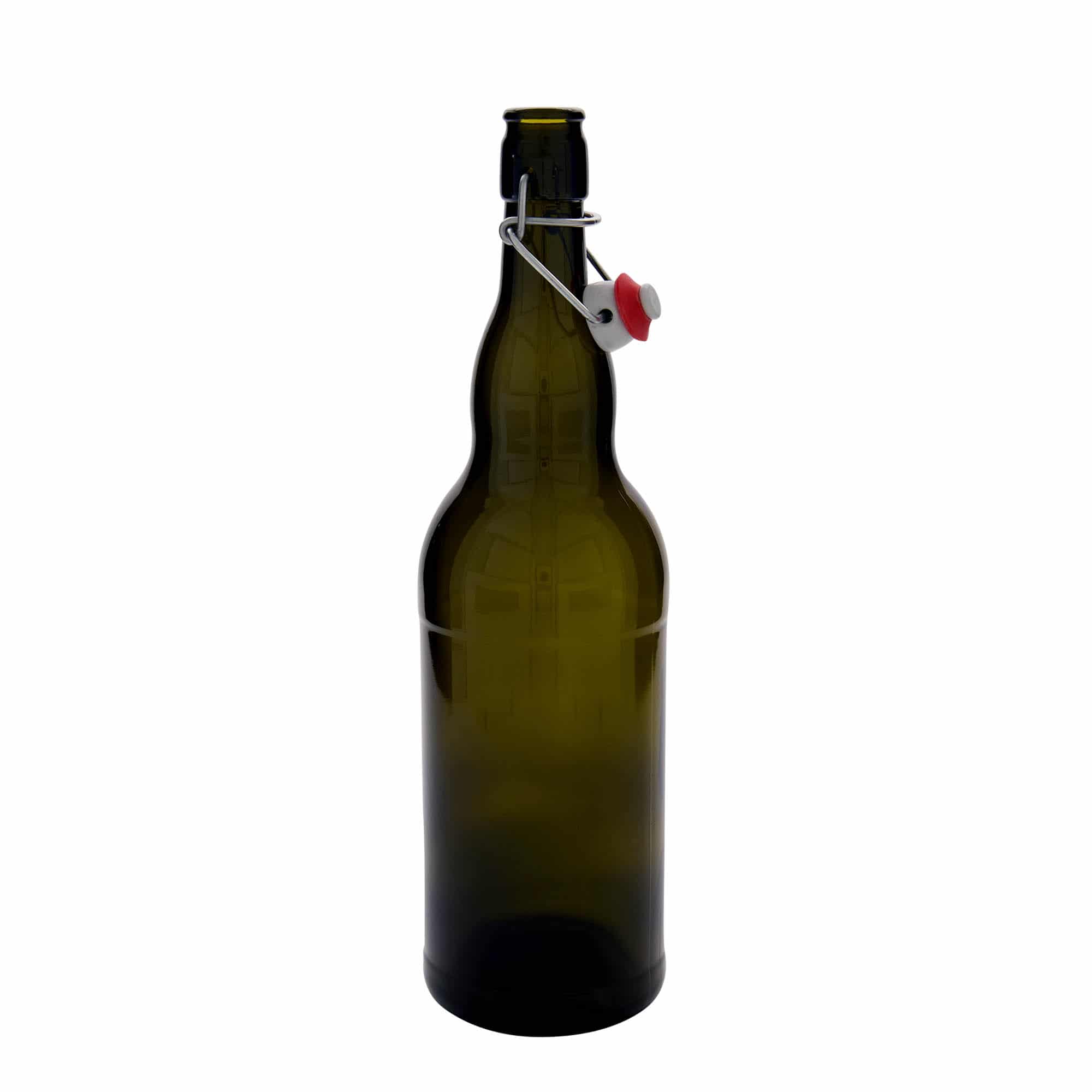Botella de cerveza belga de 1000 ml, vidrio, verde antiguo, boca: tapón mecánico