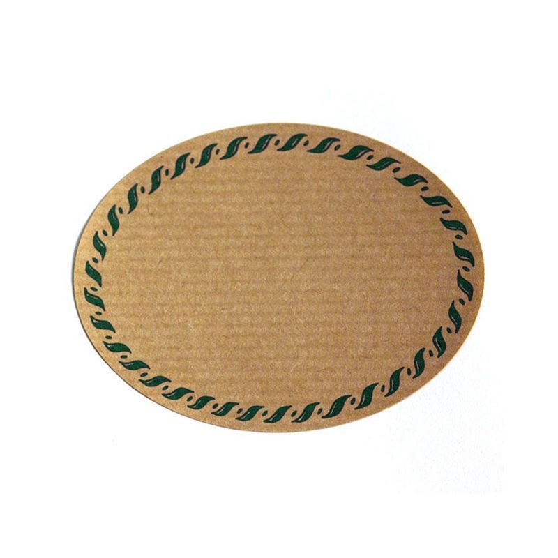 Etiqueta natural 'Ribete de cordón', ovalada, papel, verde-marrón