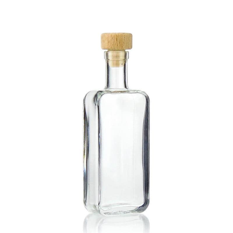 Botella de vidrio 'Nice' de 100 ml, rectangular, boca: corcho