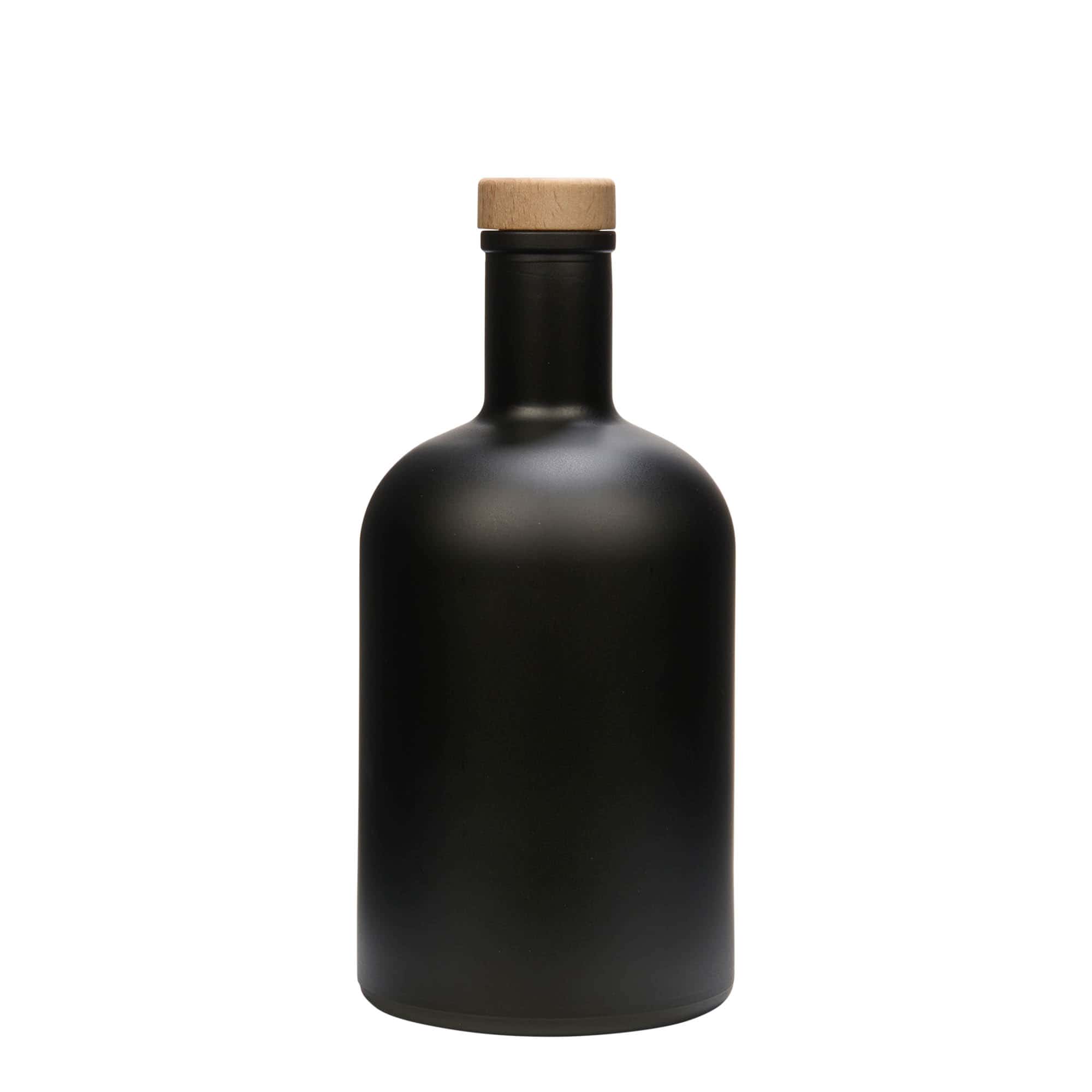 Botella de vidrio 'Gerardino' de 700 ml, negro, boca: corcho