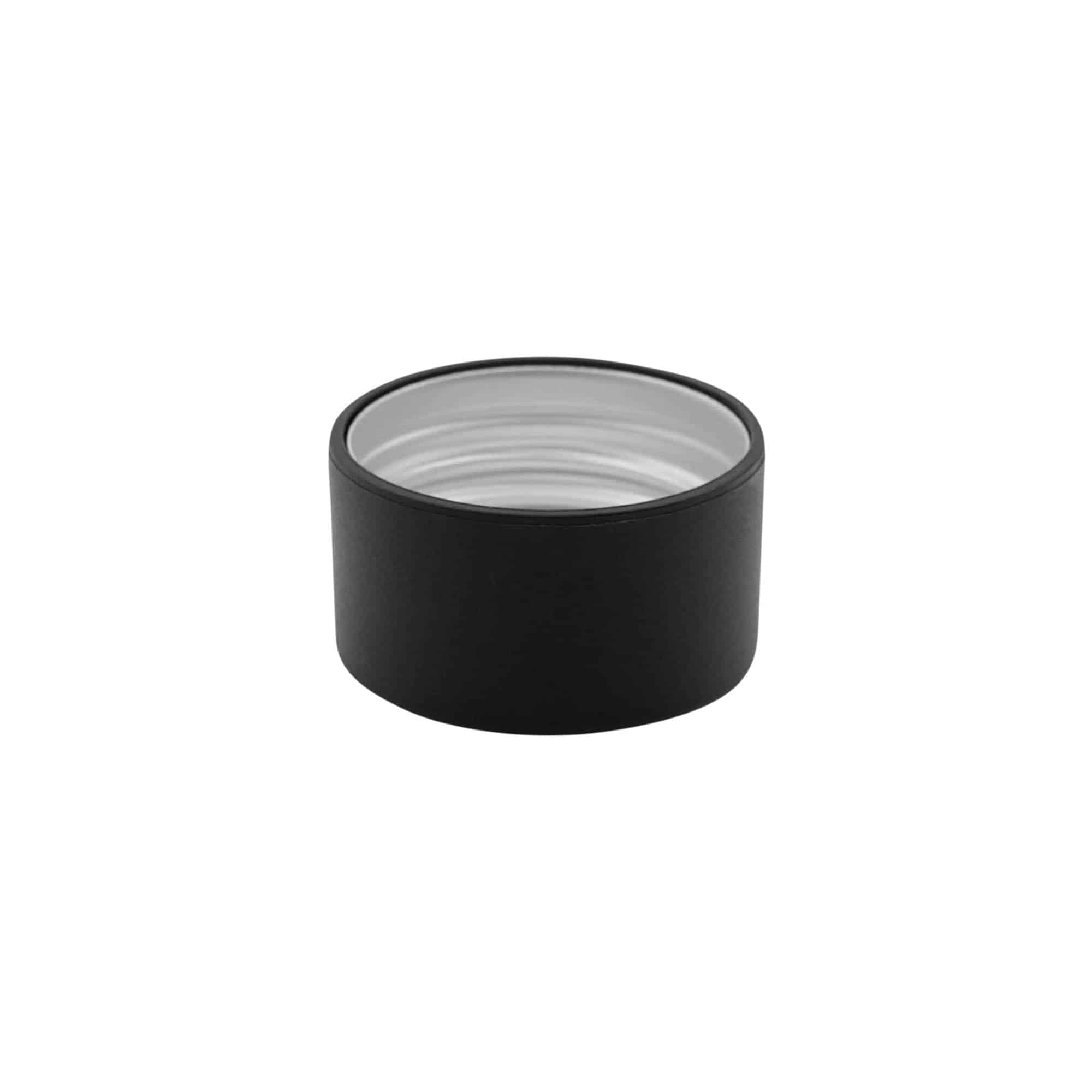 Tapón de rosca, metal-plástico, negro, para boca: PP 31,5